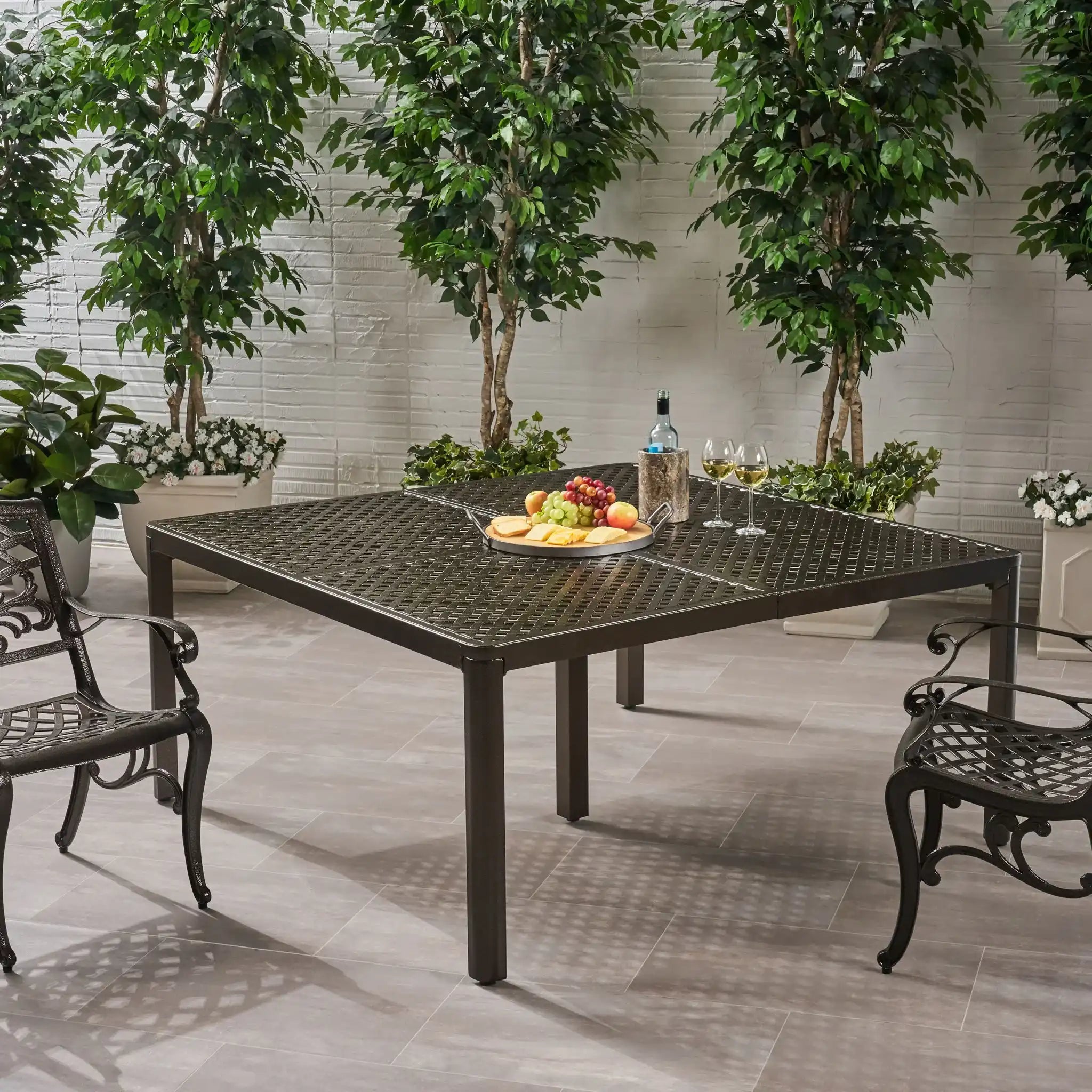 Outdoor Modern Aluminum Dining Table With Woven Accents - Best Buy Furniture
