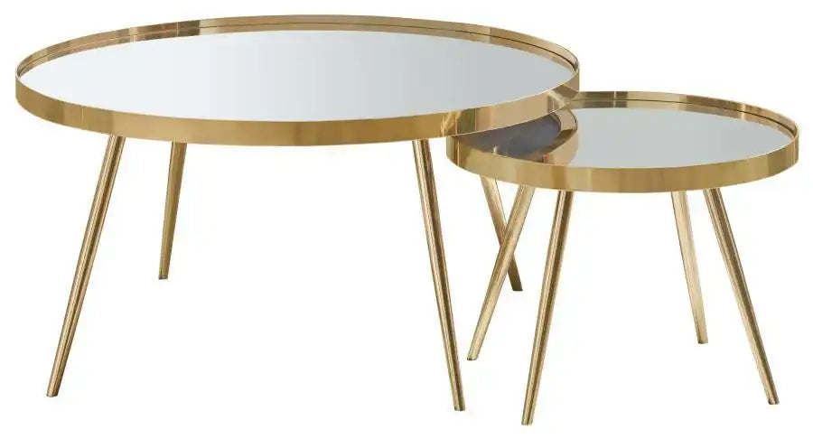 Kaelyn - 2 Piece Round Mirror Top Nesting Coffee Table - Best Buy Furniture