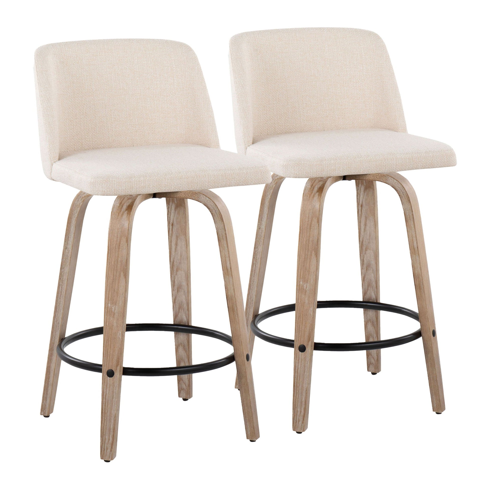 Toriano - Contemporary Fixed-Height Counter Stool & Swivel With Round Footrest (Set of 2) - Best Buy Furniture