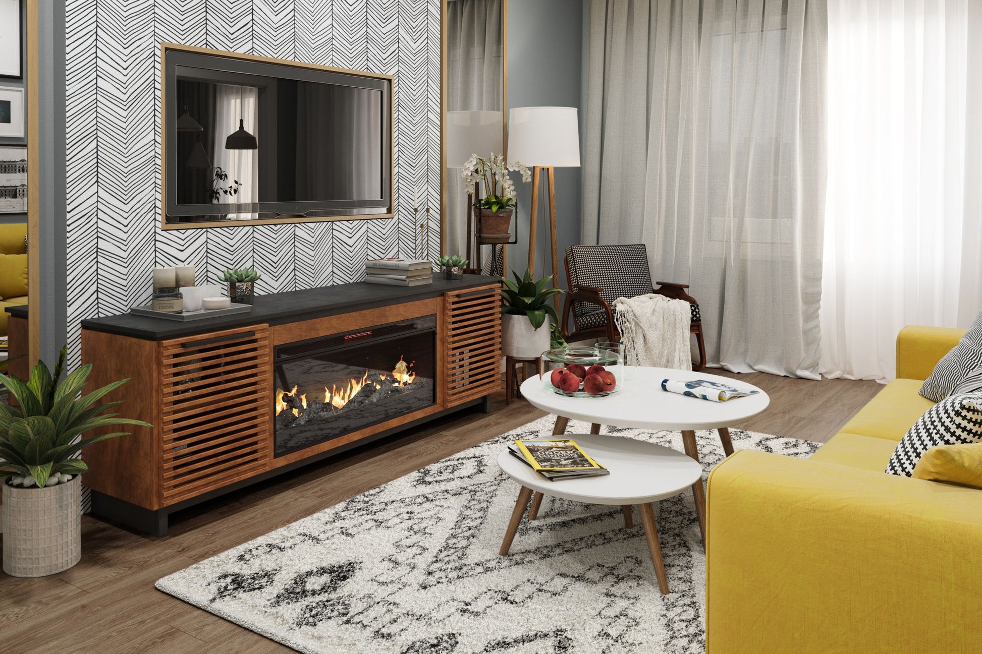 Graceland - Fireplace TV Stand Console For TVs Up To 100" - Black, Bourbon - Best Buy Furniture