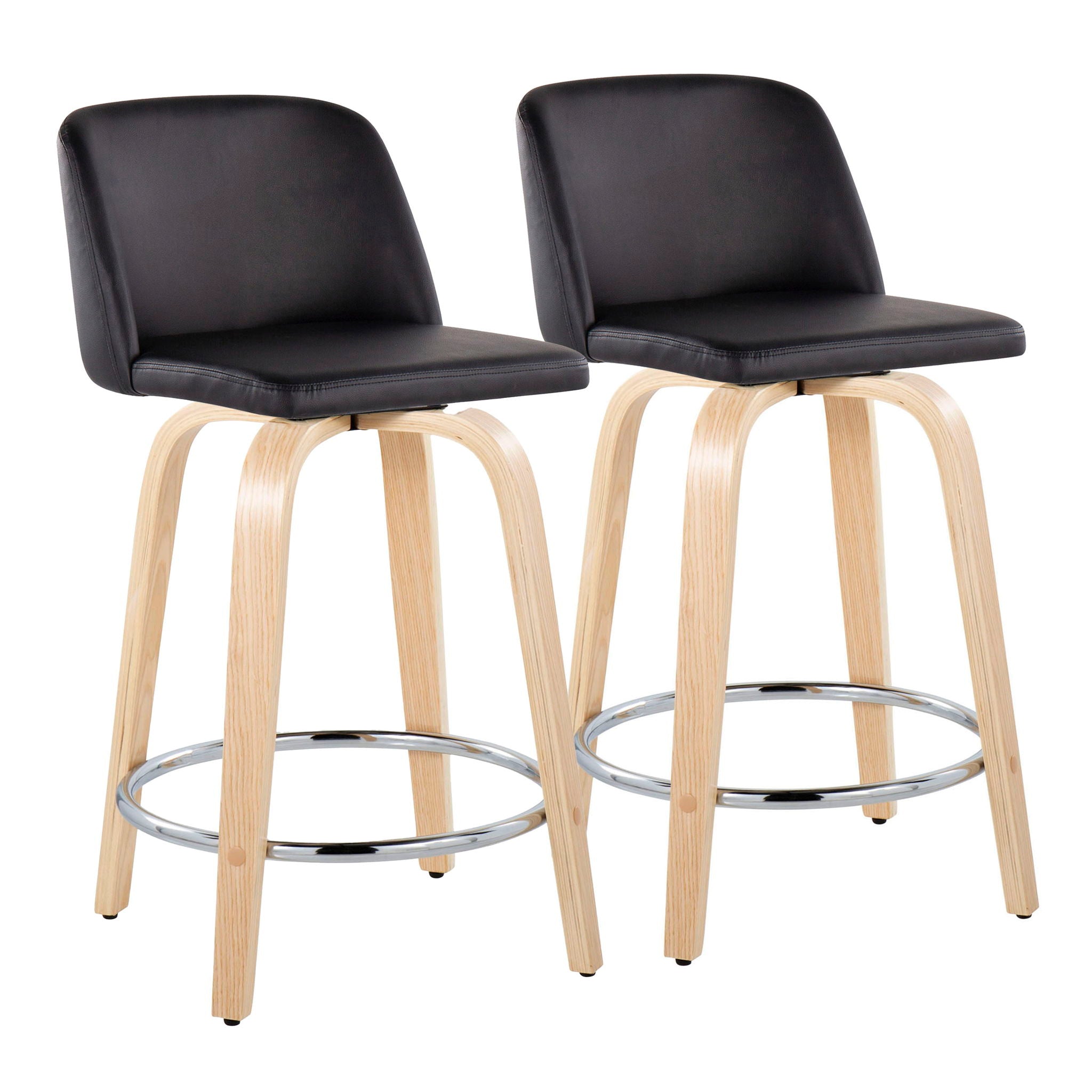 Toriano - Contemporary Fixed Height Counter Stool & Swivel And Round Footrest (Set of 2) - Best Buy Furniture