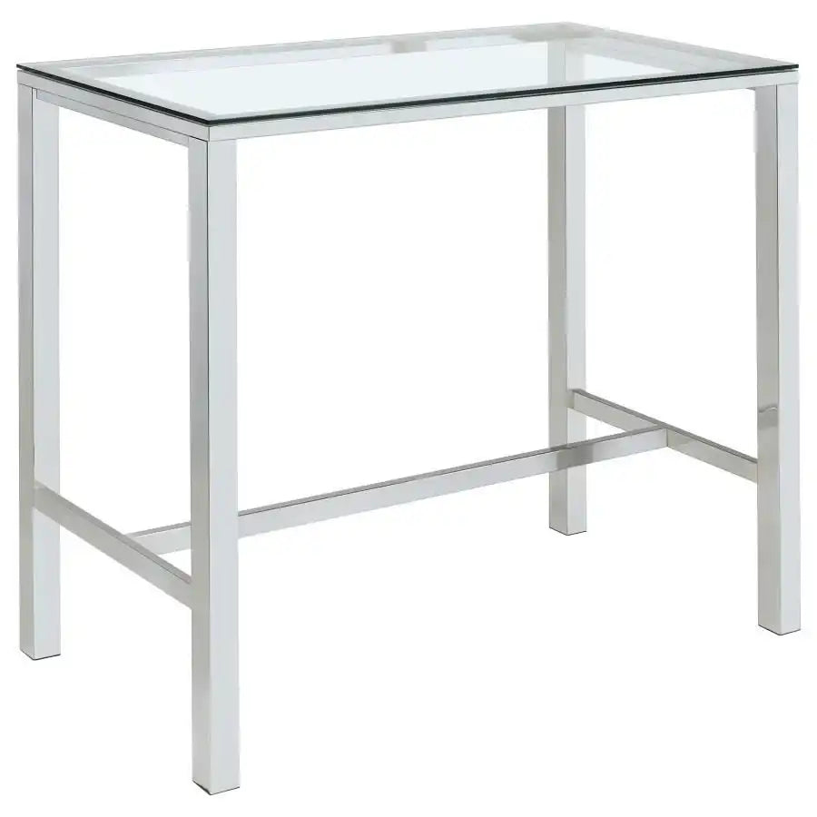 Tolbert - Rectangular Glass Top Pub Bar Table - Chrome - Best Buy Furniture
