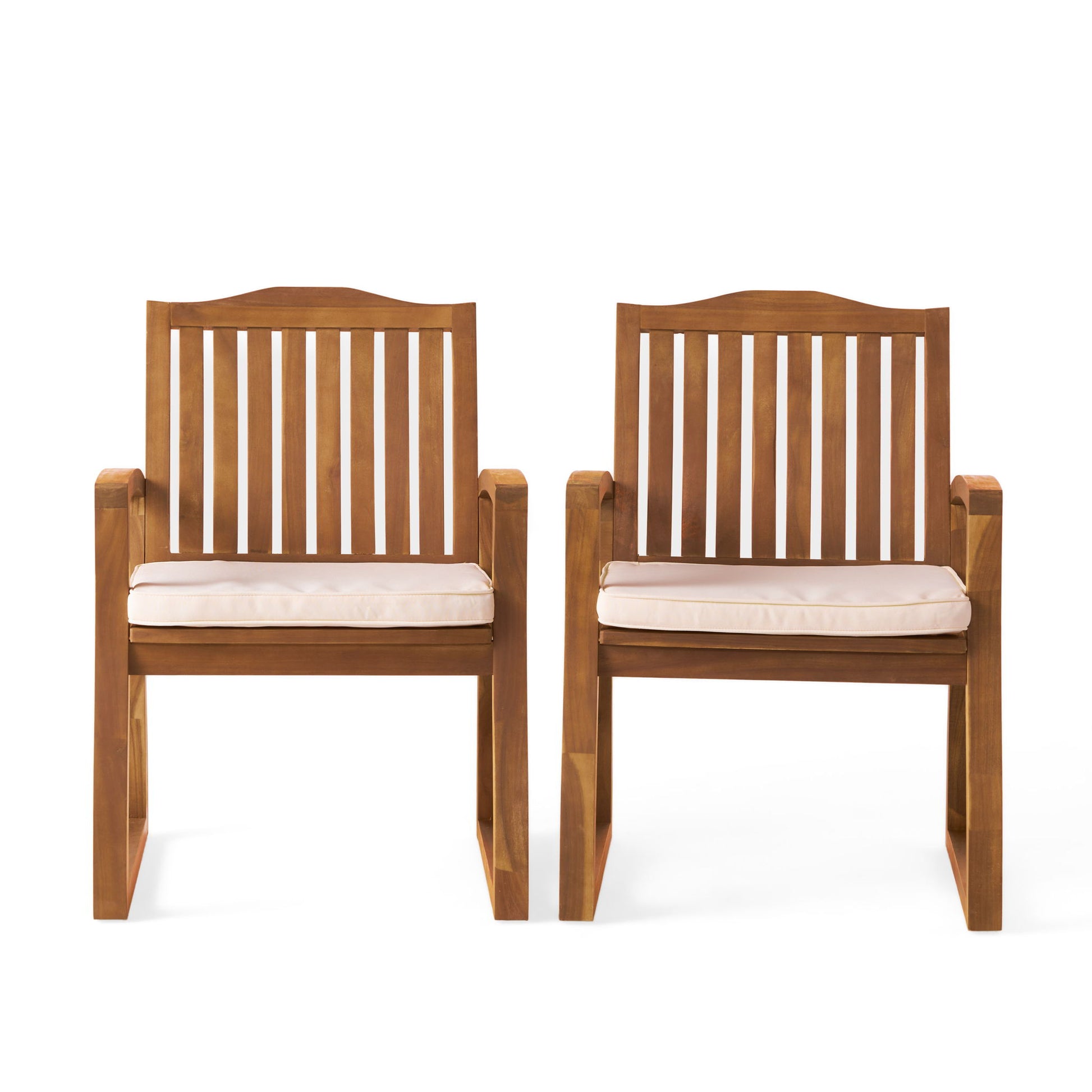 Della - Wood Armchair (Set of 2) Outdoor Dining Chairs - Cream - Best Buy Furniture