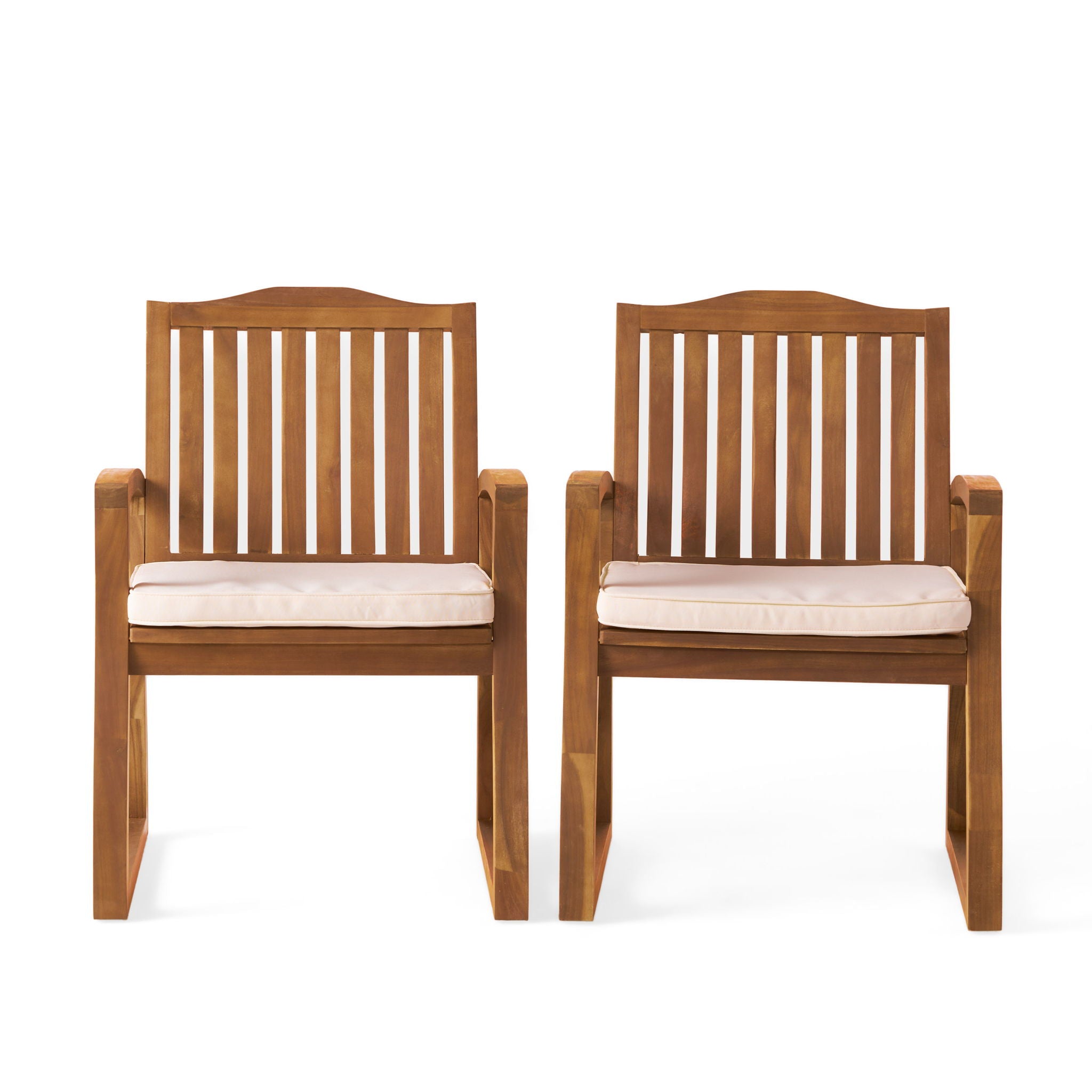 Della - Wood Armchair (Set of 2) Outdoor Dining Chairs - Cream - Best Buy Furniture