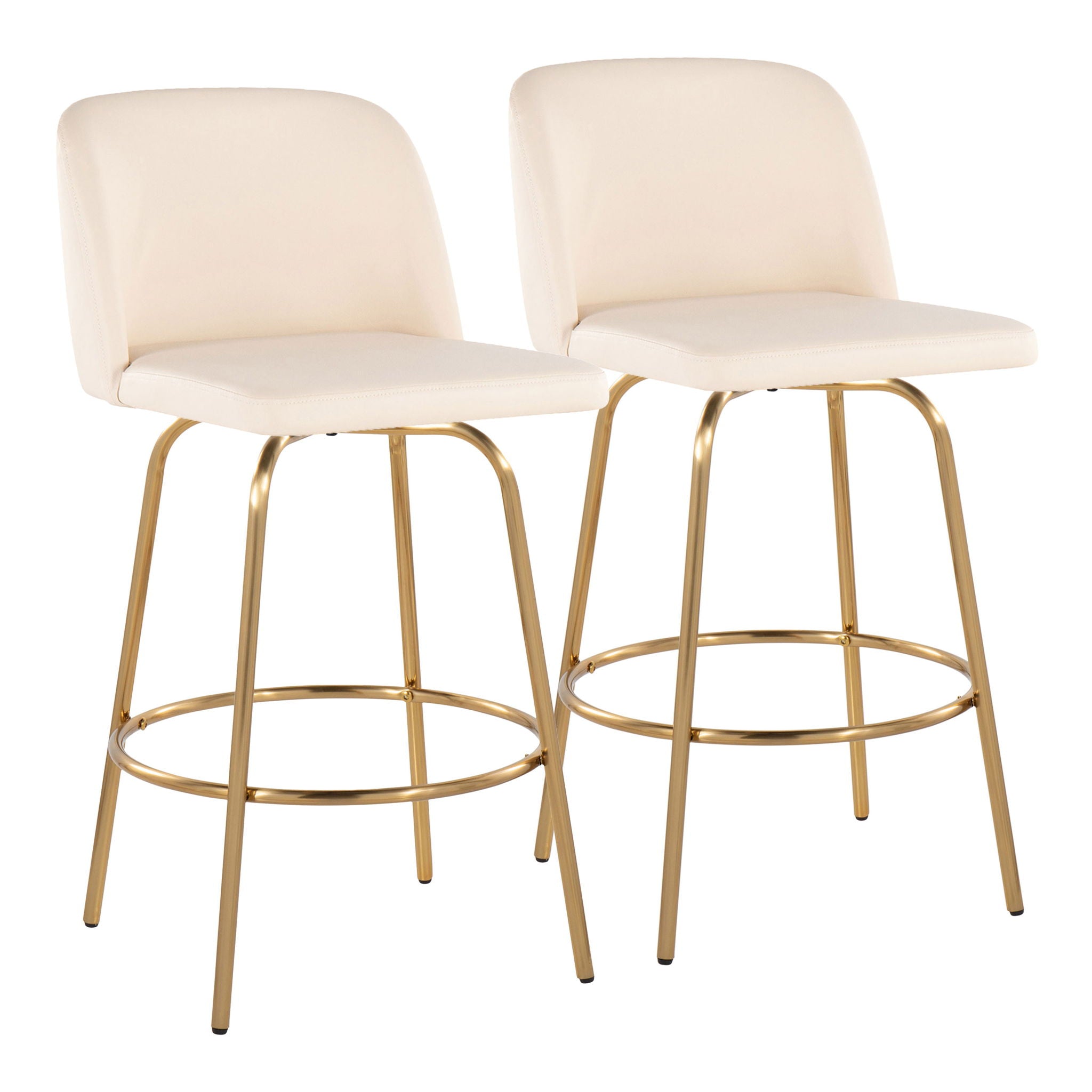 Toriano - Contemporary, Fixed Height Counter Stool With Swivel With Round Footrest (Set of 2) - Best Buy Furniture