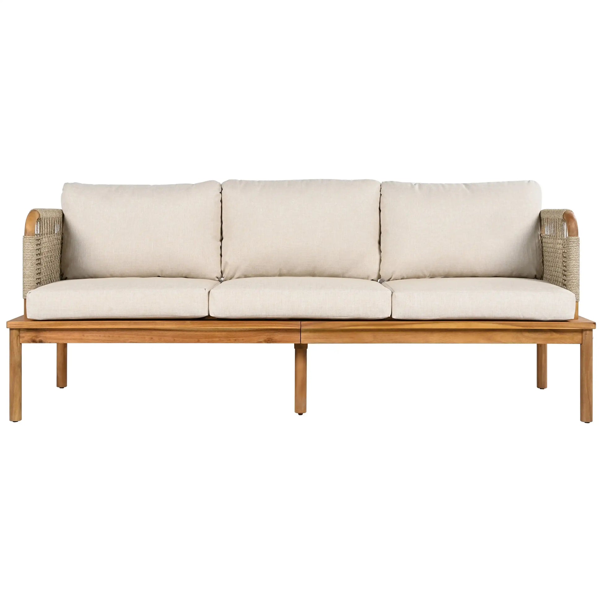 Outdoor 3-piece Acacia Wood and Rope Patio Sofa Set - Best Buy Furniture