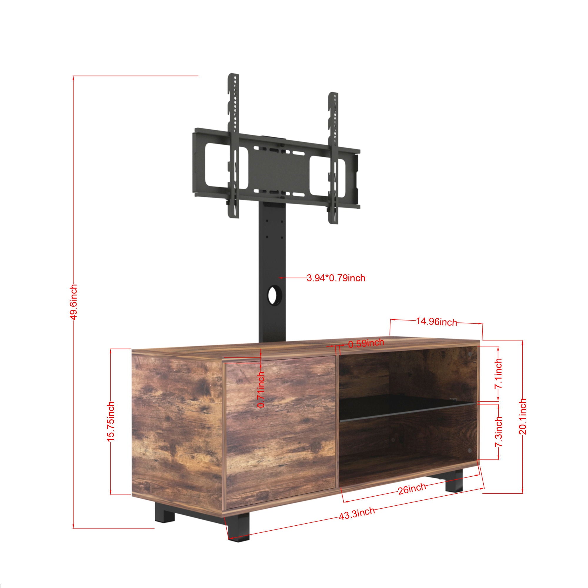 Rustic Brown TV Console With Push-To-Open Storage Cabinet For TV, Wood & Glass TV Stand For Living Room Bedroom - Rustic Brown - Best Buy Furniture