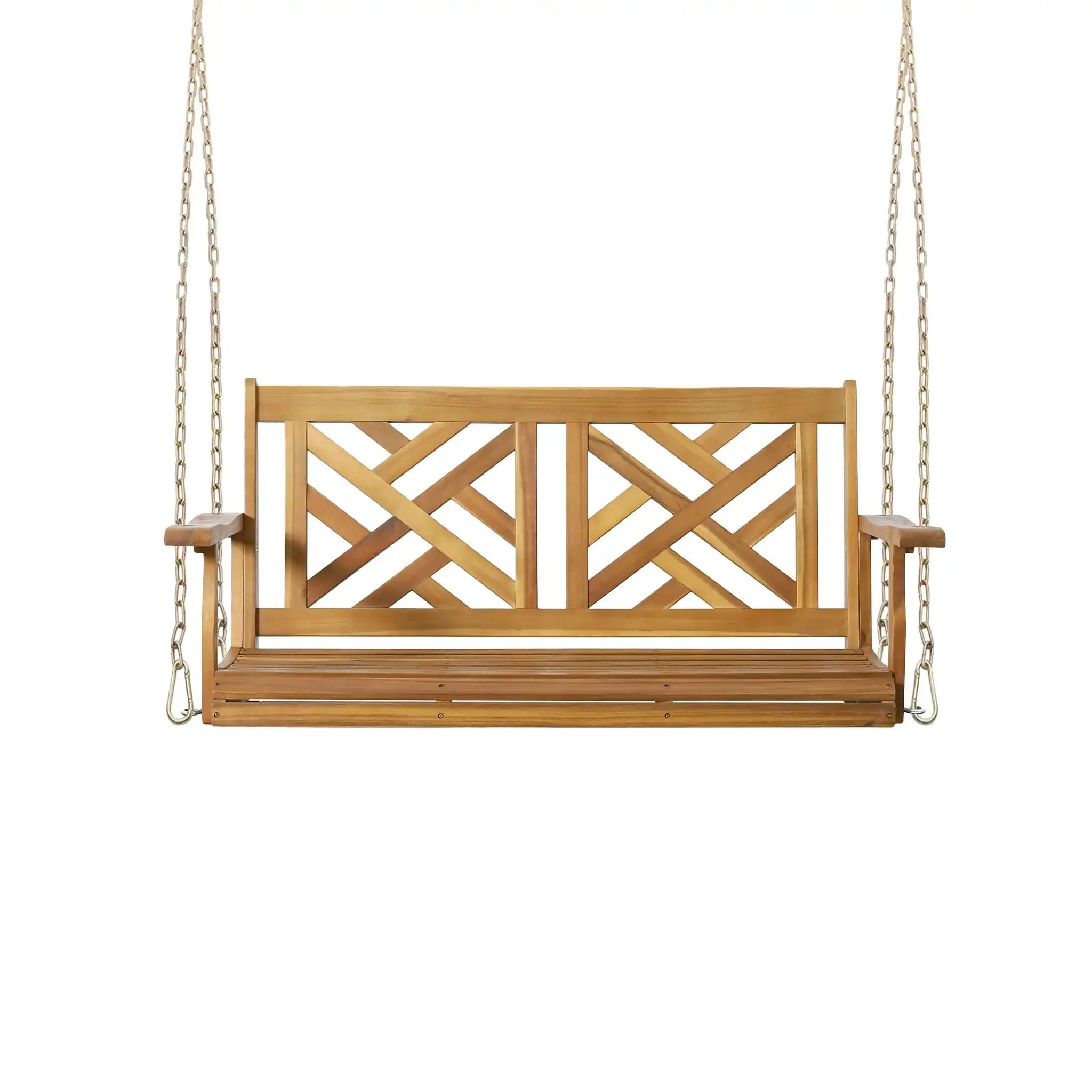 Alejandro - Acacia Wood Porch Swing With Slat Panel Seating - Best Buy Furniture