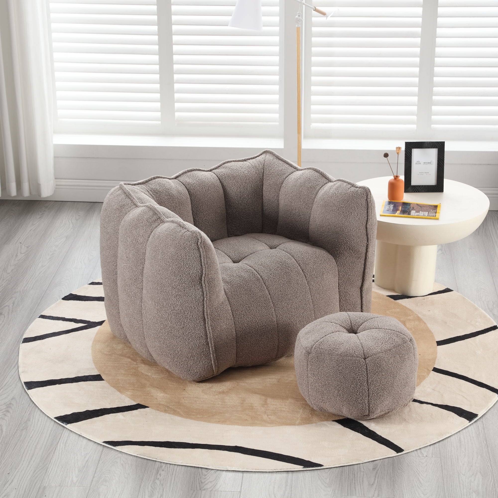 Soft Chenille Bean Bag Chair With High Resilient Foam