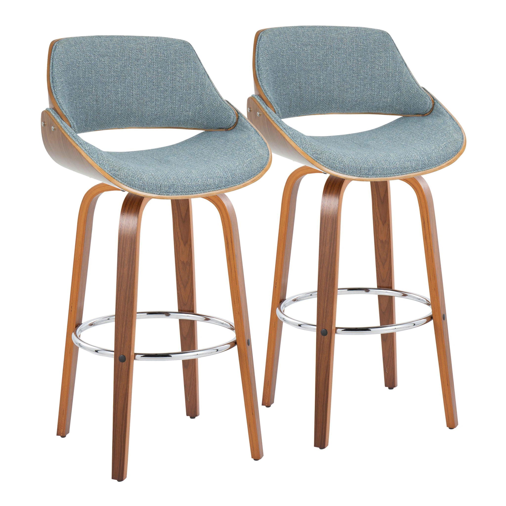 Fabrizzi - Mid Century Modern Fixed Height Barstool With Swivel With Round Footrest (Set of 2) - Best Buy Furniture