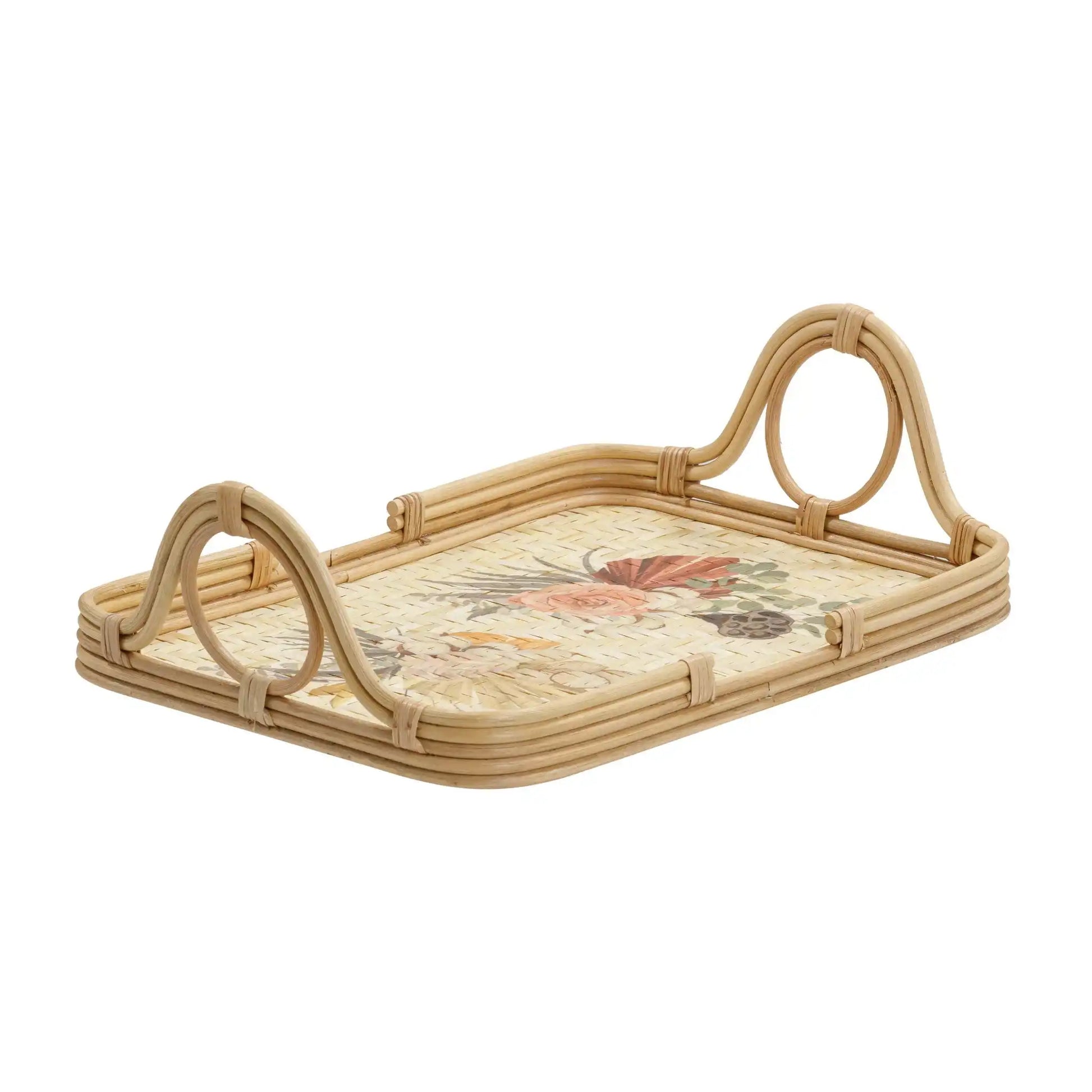 Corey - Floral Bamboo Tray - Multi - Best Buy Furniture