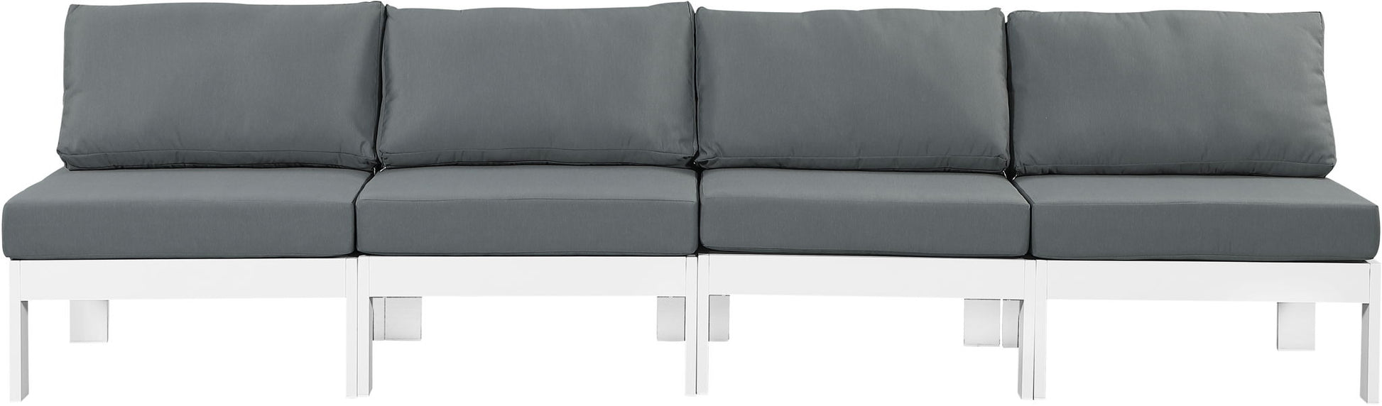 Nizuc - Outdoor Patio 4 Seat Armless Modular Sofa With White Frame - Best Buy Furniture