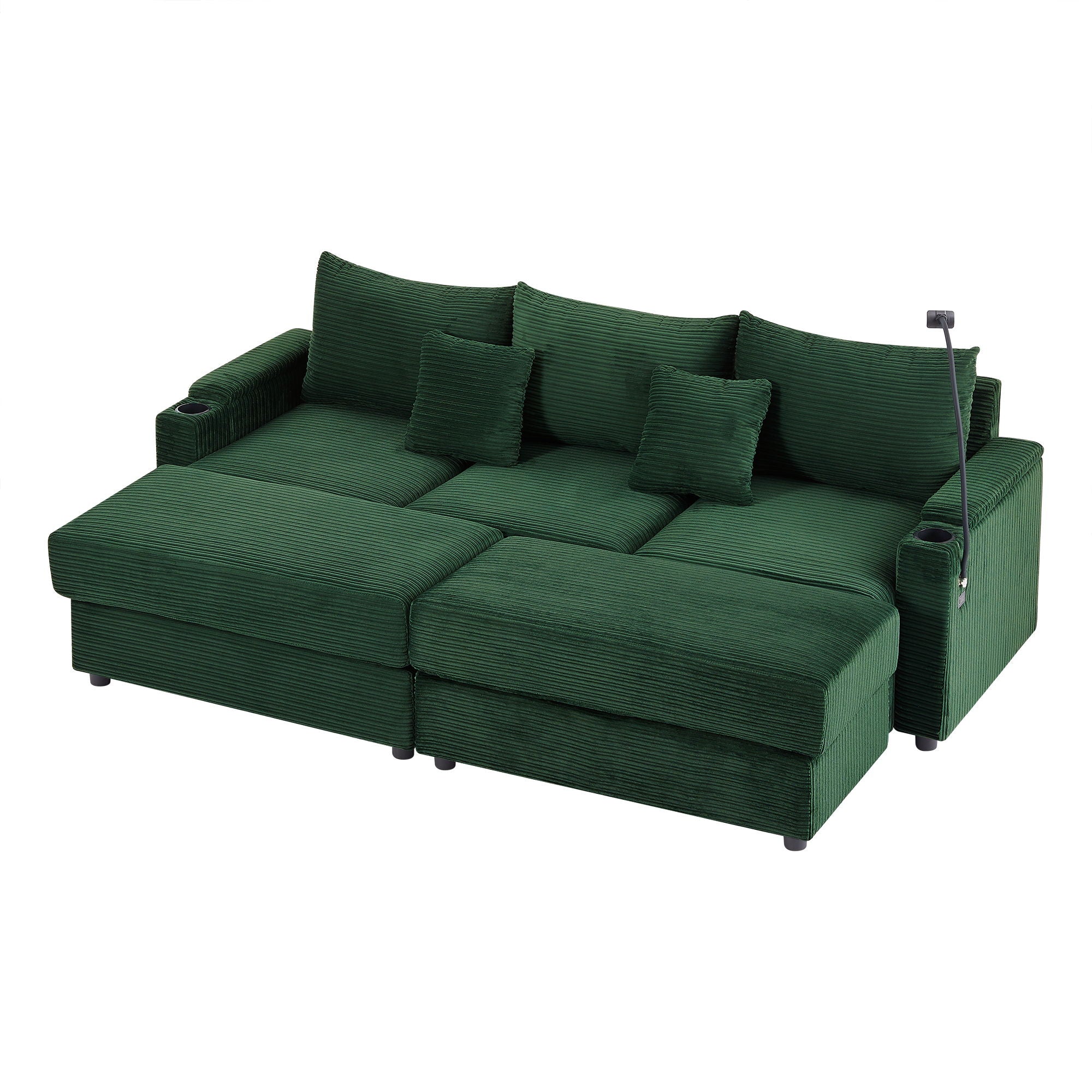 Modern Style Loveseat Sofa Sectional Sofa Couch With Storage Space, A Movable Ottoman, Two USB Ports, Two Cup Holders, A Phone Holder For Living Room - Best Buy Furniture