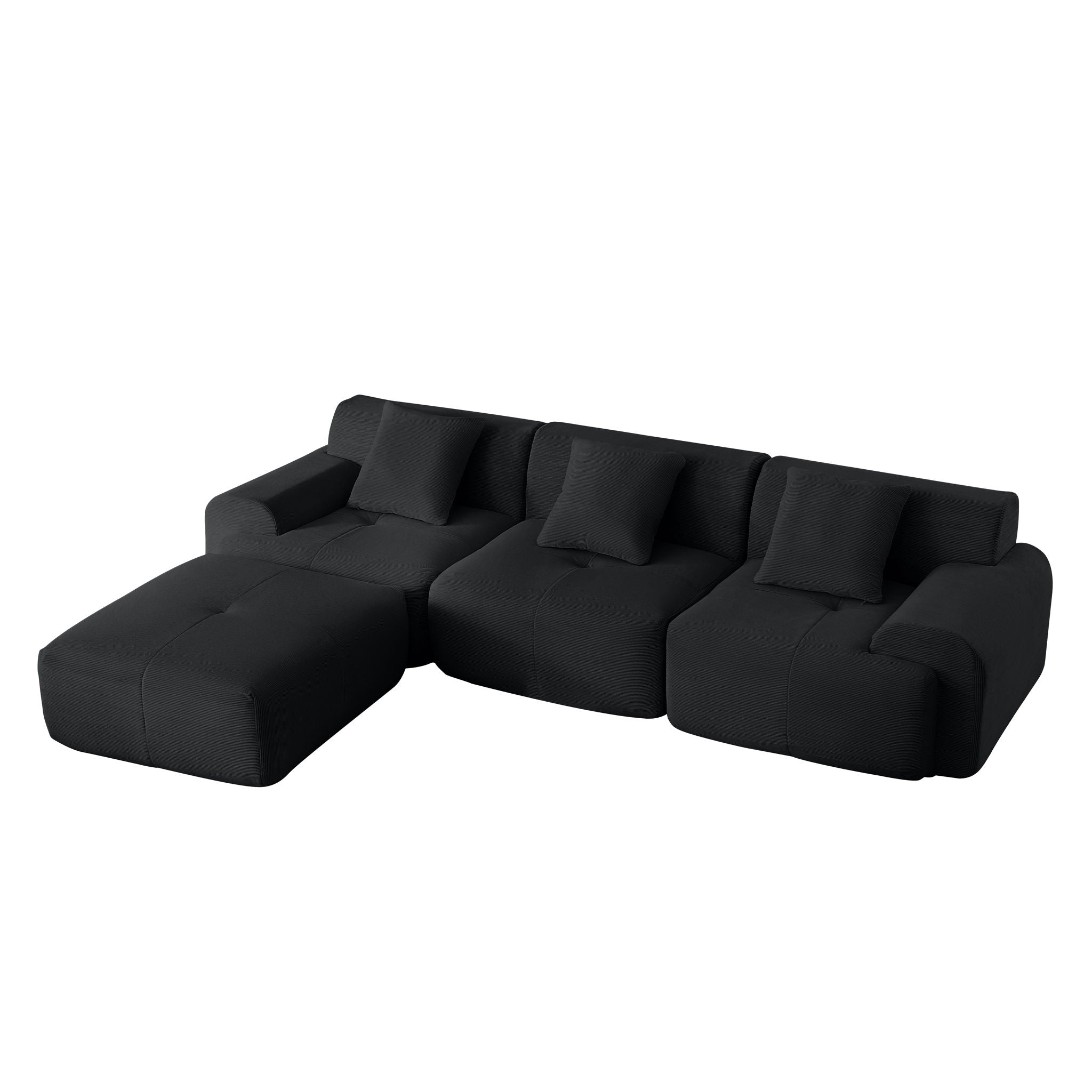 L Shaped Modular Sectional Sofa Corduroy And Movable Ottoman - Best Buy Furniture