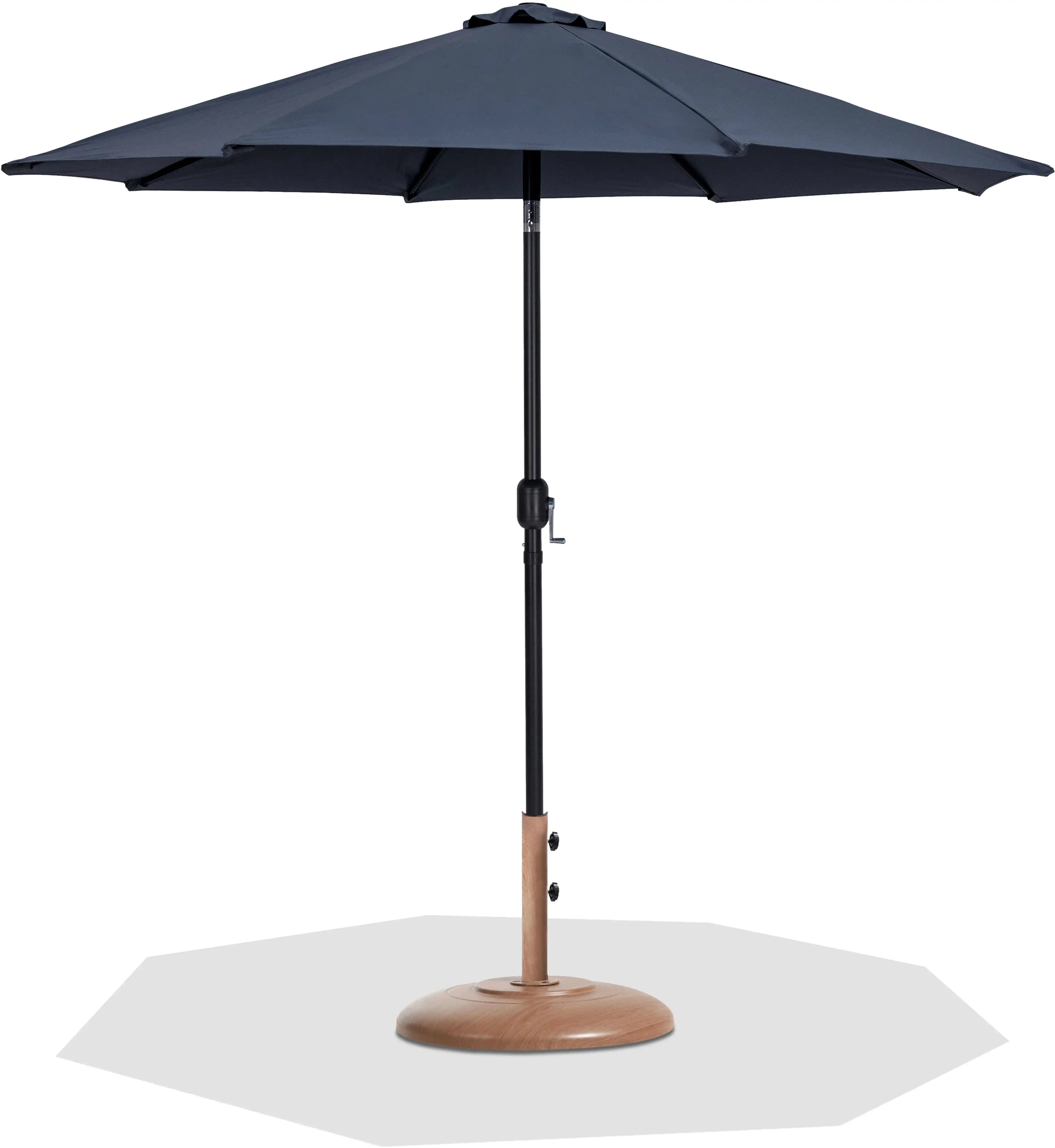 Fiji - Aluminum Patio Umbrella With Round Teak And Black Base - Best Buy Furniture