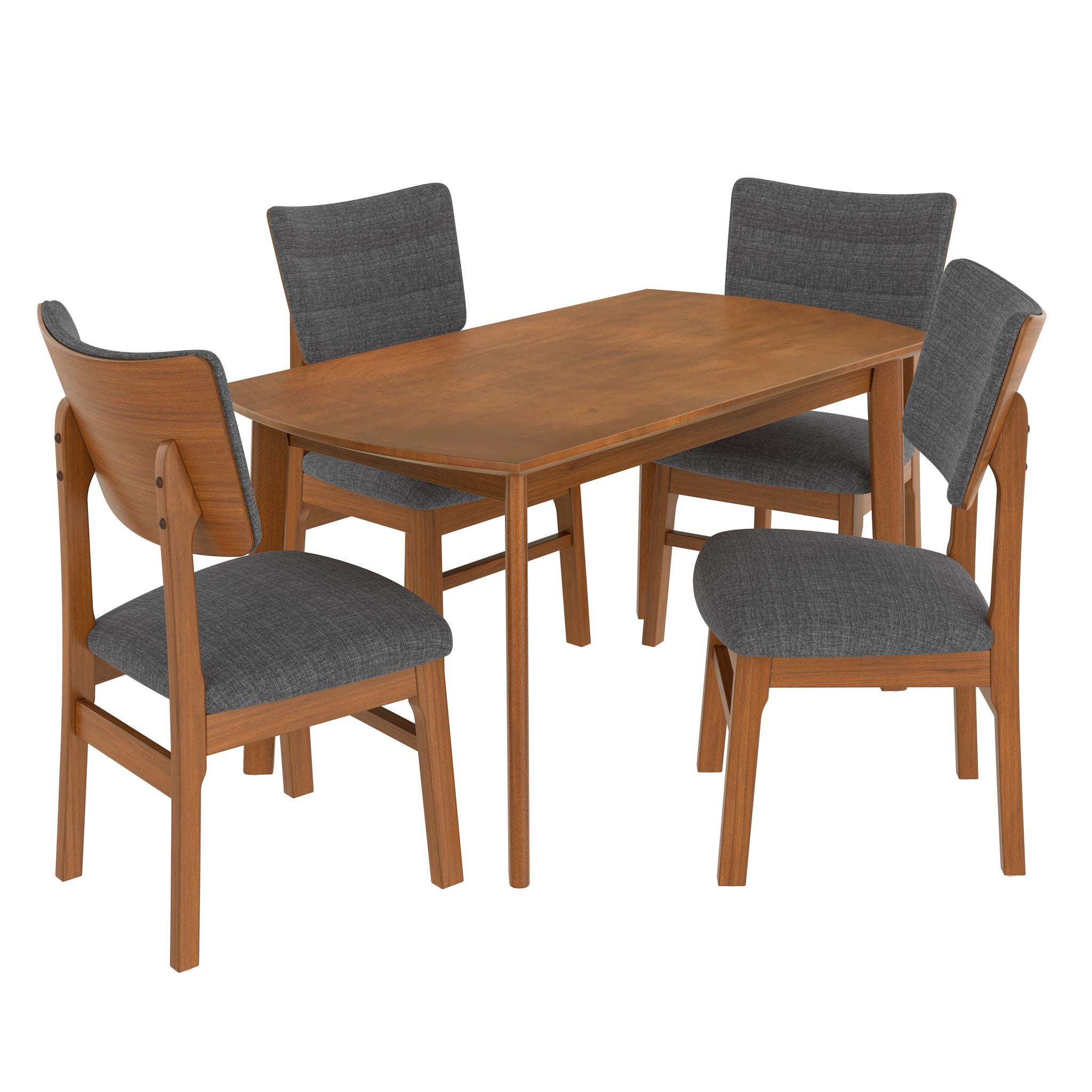 Mid Century Modern Dining Table Set For 4, Solid Wood Dining Table And Solid Wood Chairs, 5 Pieces Farmhouse Dining Table And 4 Upholstered Chairs - Brown / Gray - Best Buy Furniture