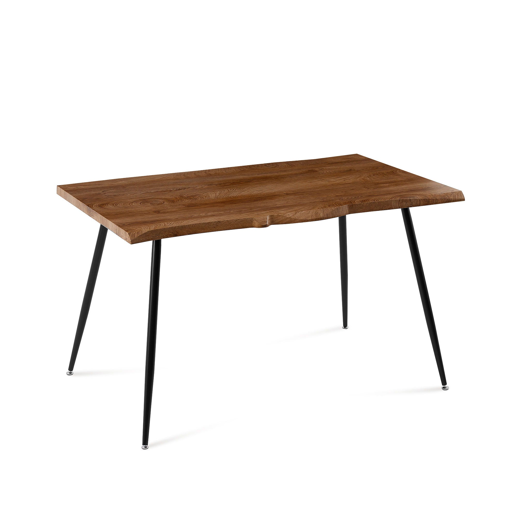 S Shape Irregular Dining Table Metal Legs Wood Design Table Top - Walnut - Best Buy Furniture