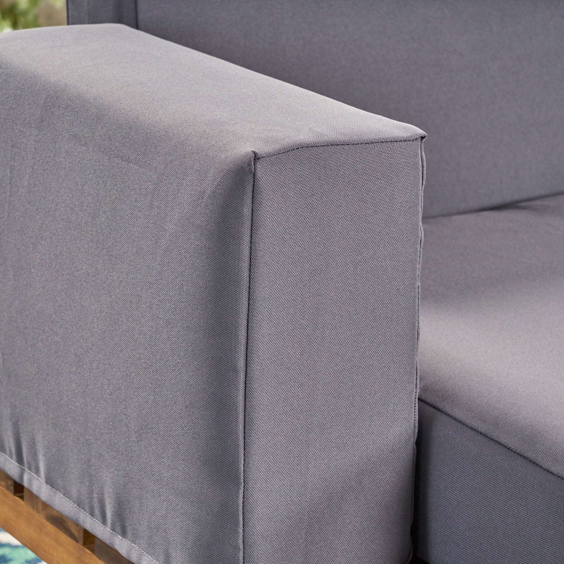 Outdoor Sofa With Cushions And Iron Legs - Dark Gray - Best Buy Furniture