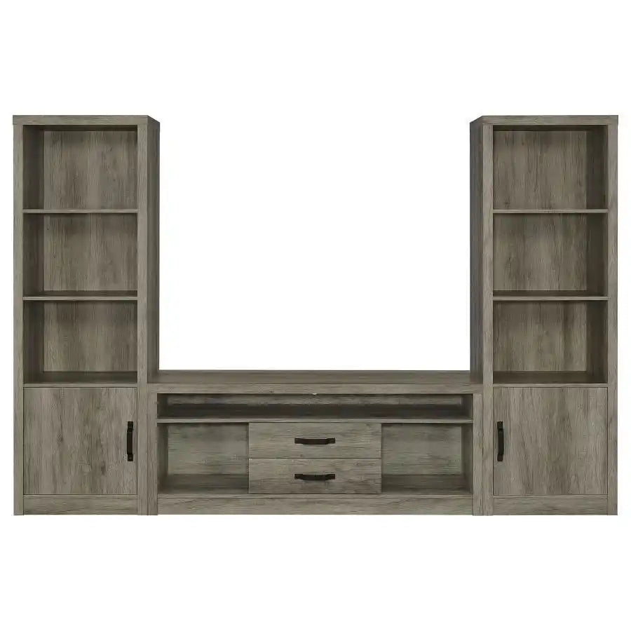 Burke - 3 Piece TV Entertainment Center - Gray Driftwood - Best Buy Furniture