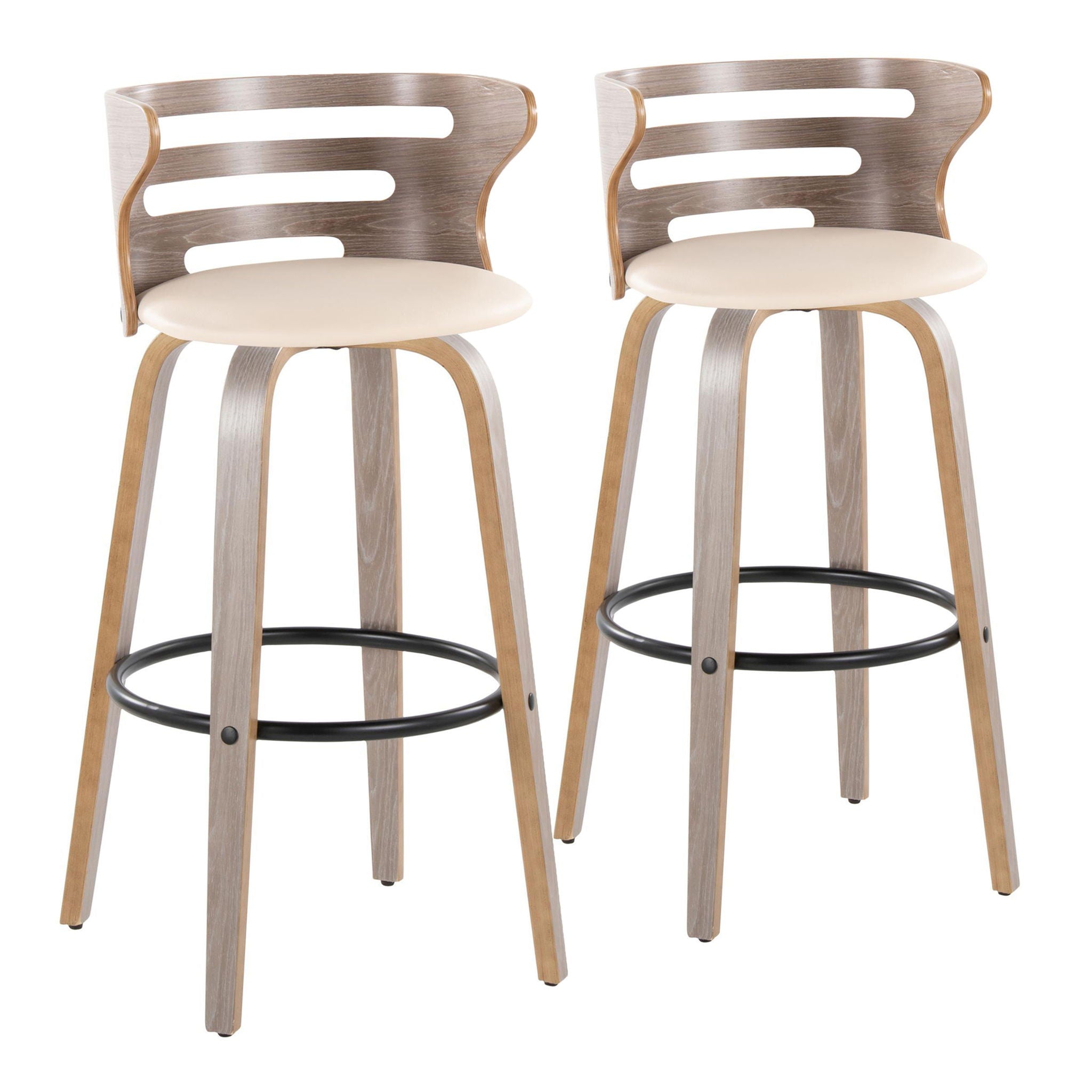 Cosini - Mid Century Modern Fixed Height, Barstool & Swivel And Round Footrest (Set of 2) - Best Buy Furniture