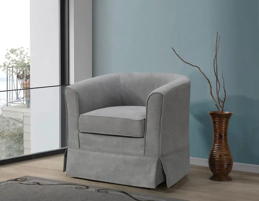 Tucker - Woven Fabric Swivel Barrel Chair - Best Buy Furniture