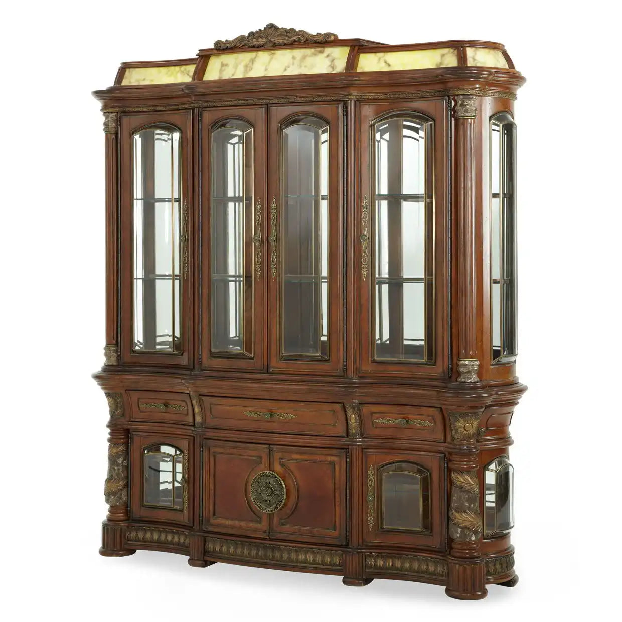 Villa Valencia - China Buffet With Lighted Top - Classic Chestnut - Best Buy Furniture