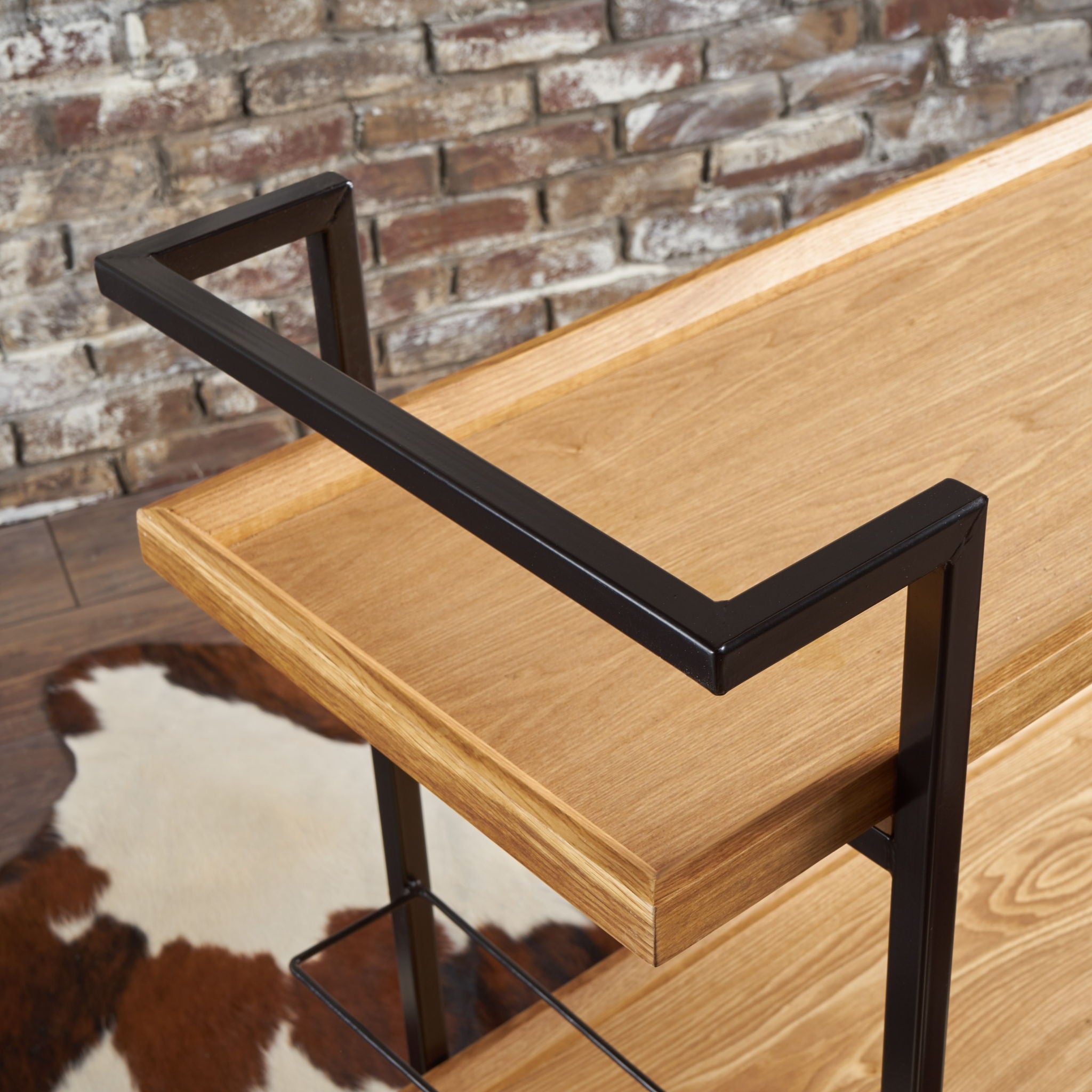 Modern Industrial Bar Cart With Shelving And Casters - Best Buy Furniture