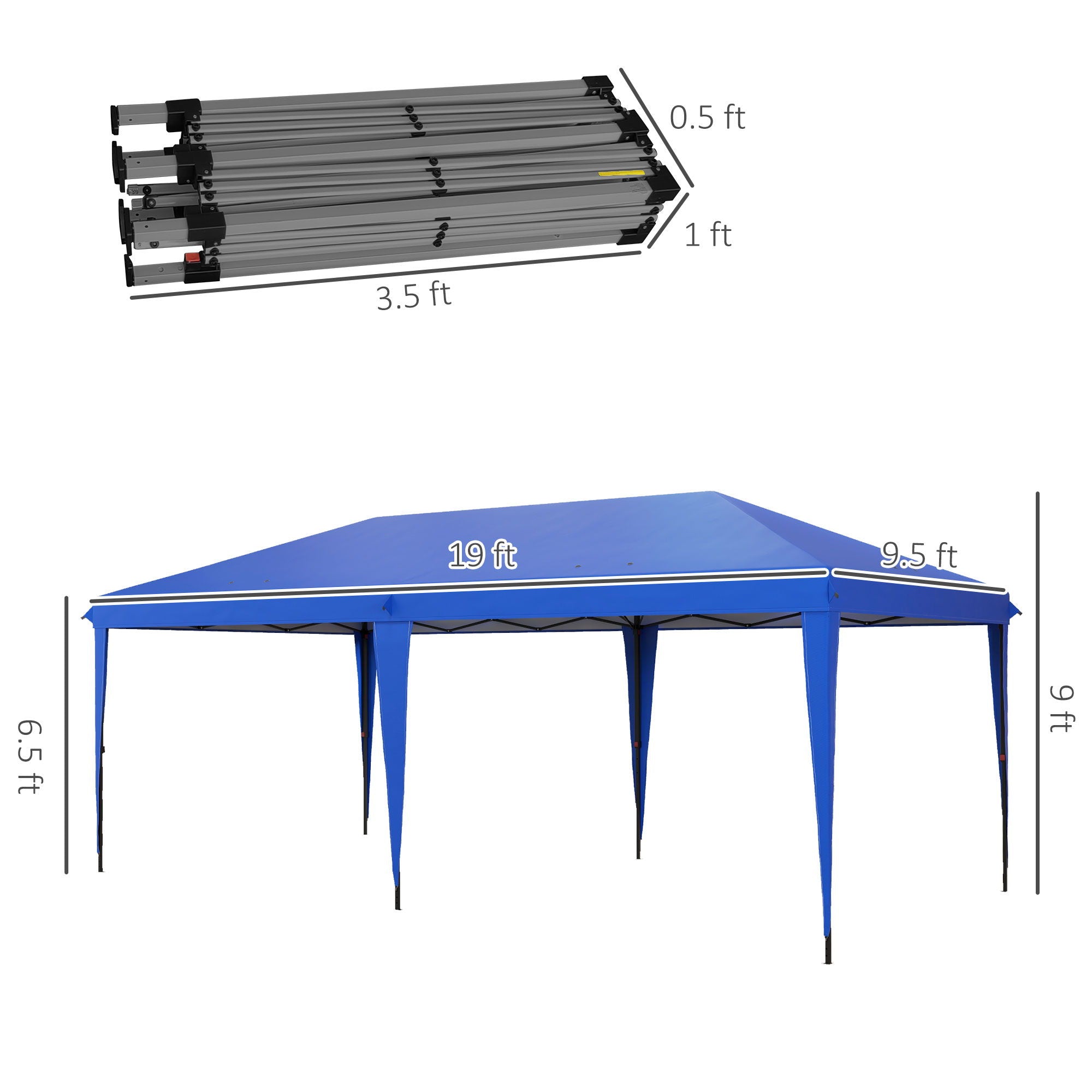 Outsunny - 10' x 19.2' Pop Up Canopy Tent, Heavy Duty Tent For Parties, Outdoor Instant Gazebo Sun Shade Shelter With Carry Bag For Catering, Events, Wedding, Backyard Bbq - Best Buy Furniture