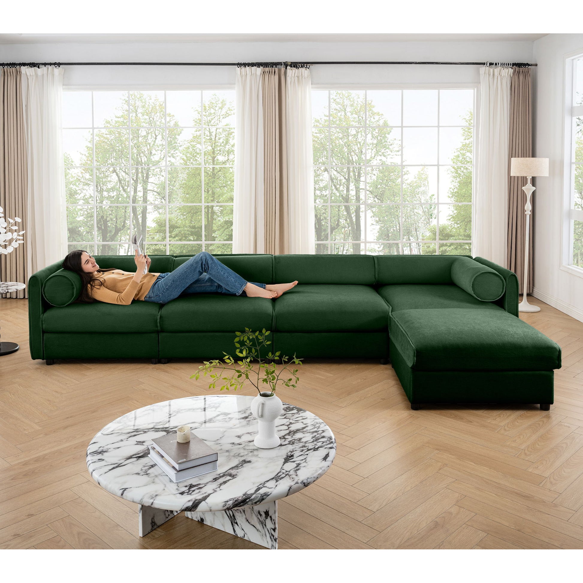 Contemporary Elegant White Chenille Sofa With Storage And Ottoman - Best Buy Furniture
