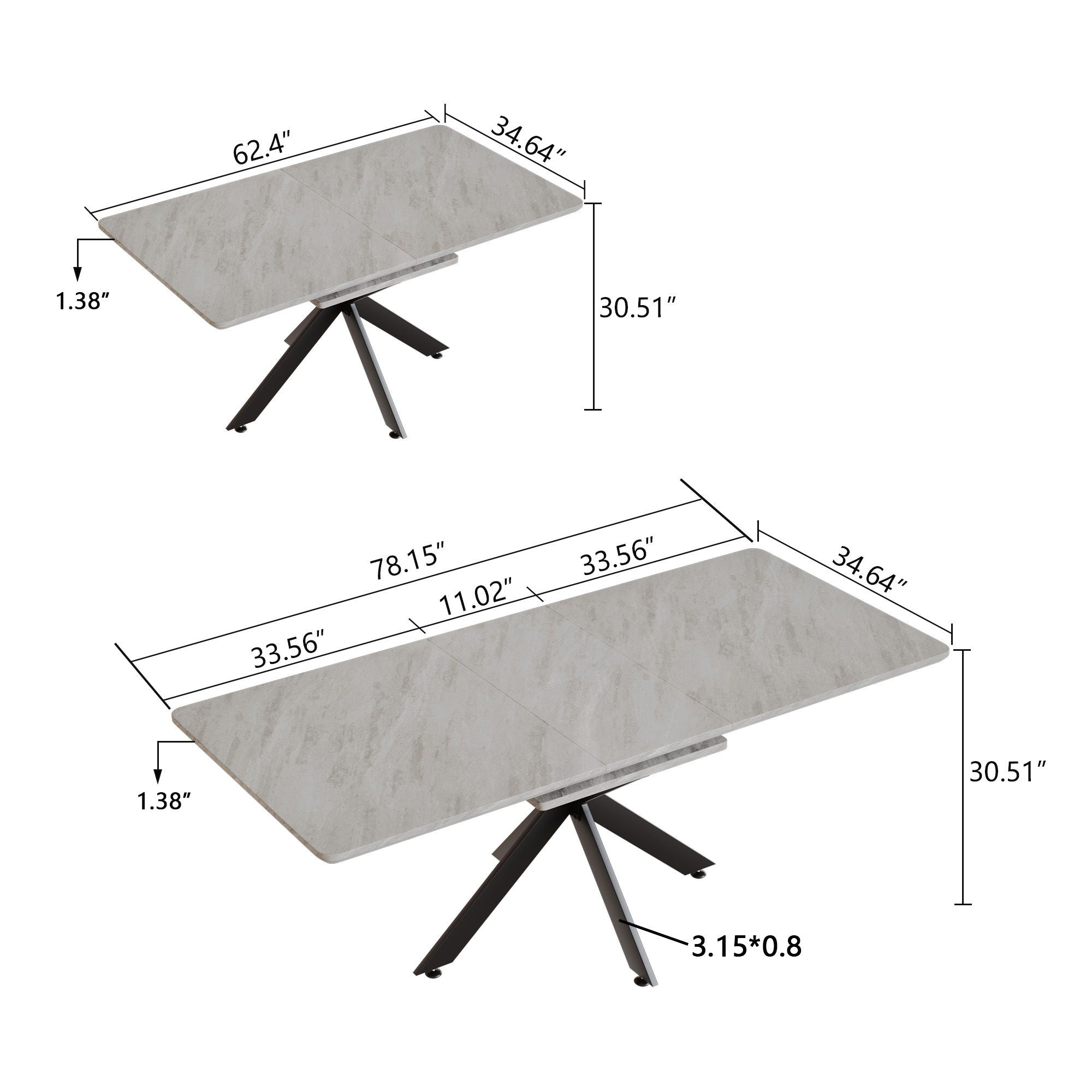 Modern Extendable Dining Table Set For 6 - 8 - Black / Gray - Best Buy Furniture