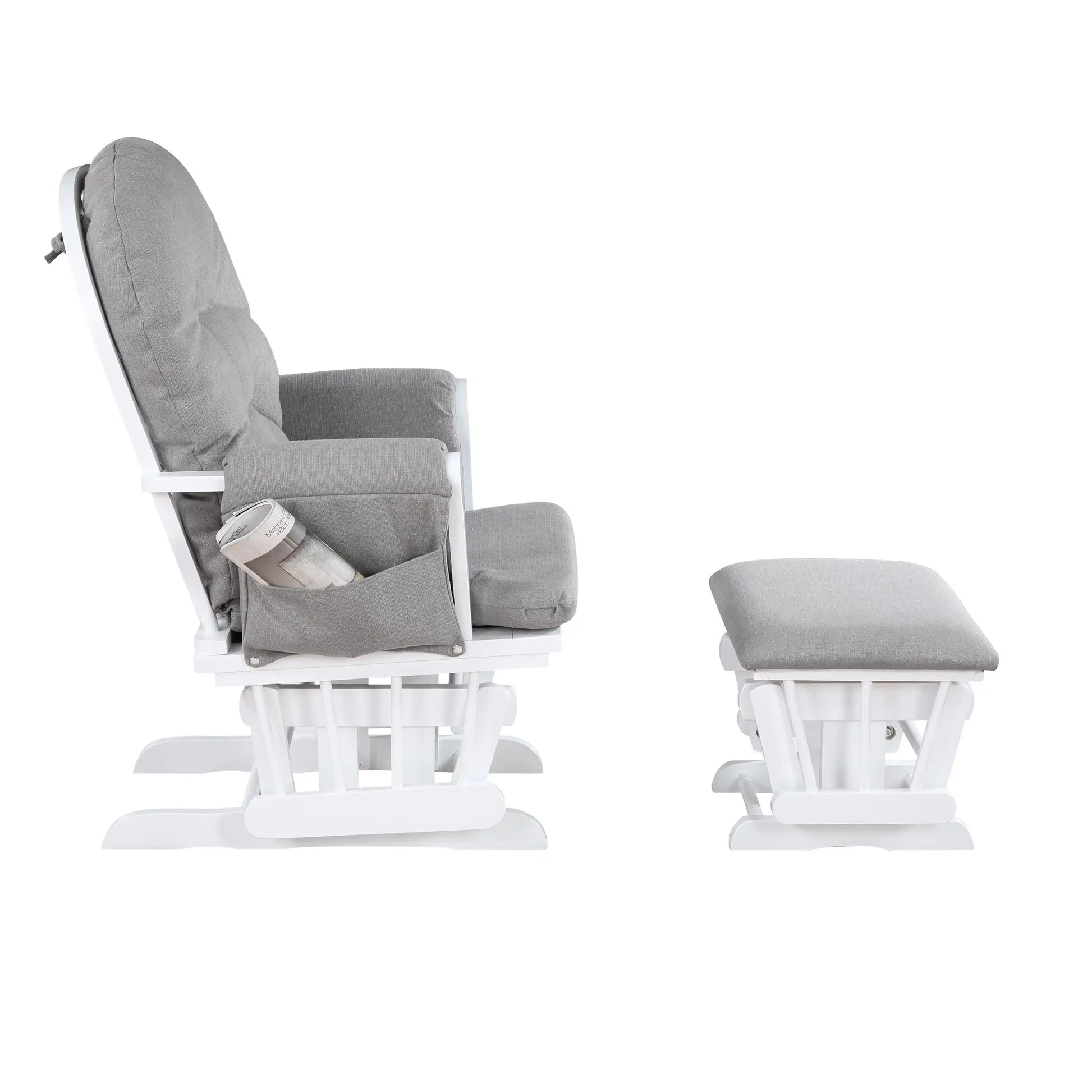 Mason - Glider And Ottoman White Wood - Best Buy Furniture