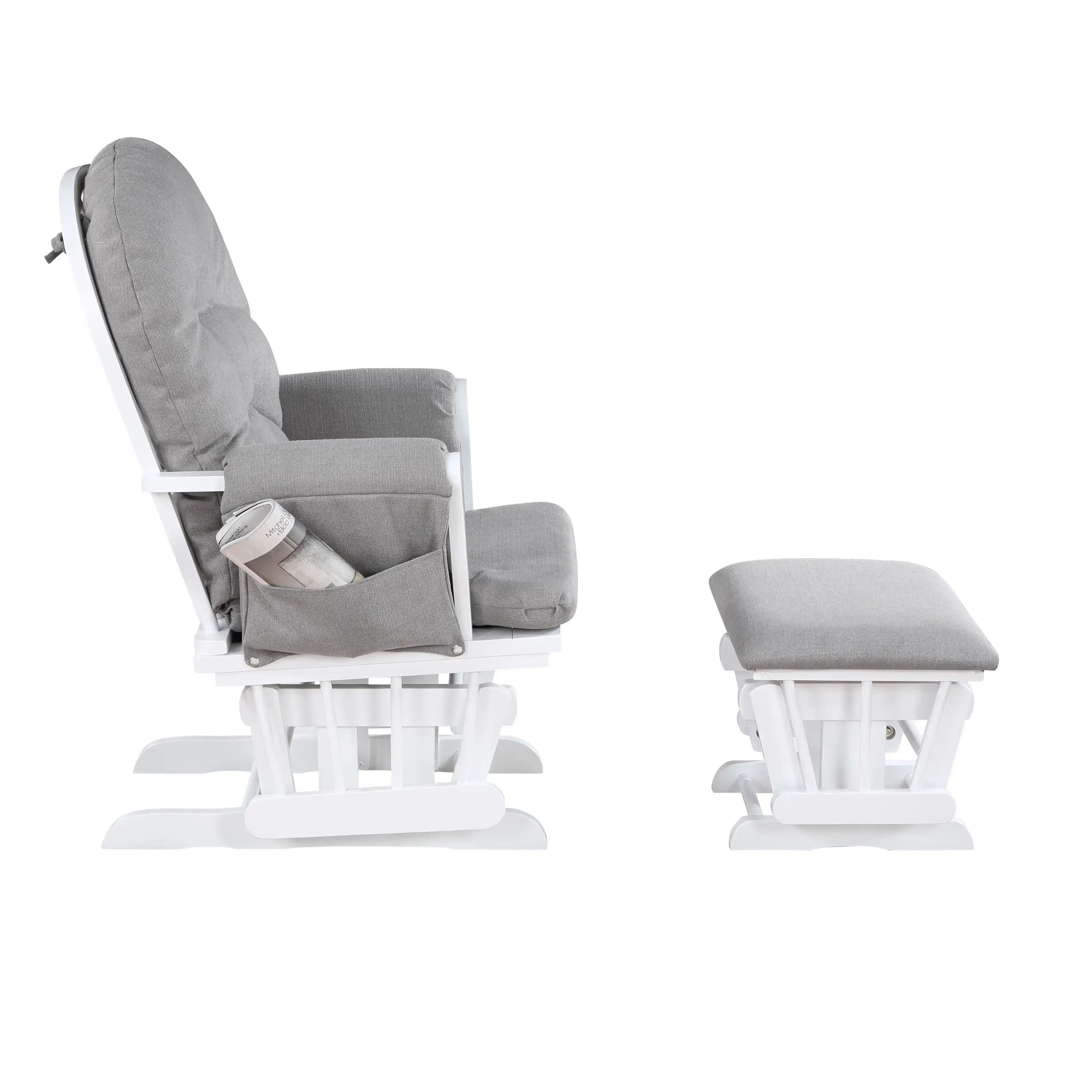 Mason - Glider And Ottoman White Wood - Best Buy Furniture
