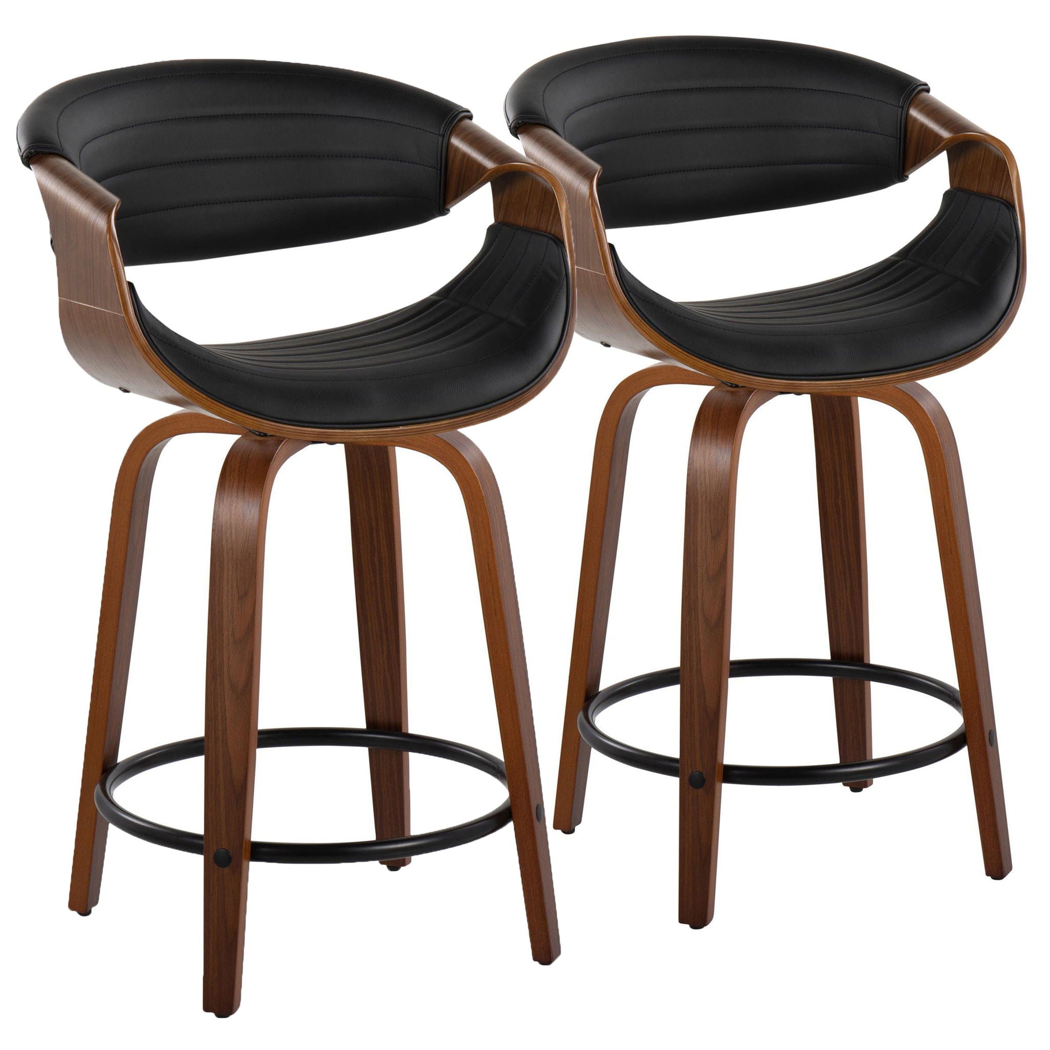 Symphony - Mid Century Modern Fixed Height Counter Stool With Swivel With Round Footrest (Set of 2) - Best Buy Furniture