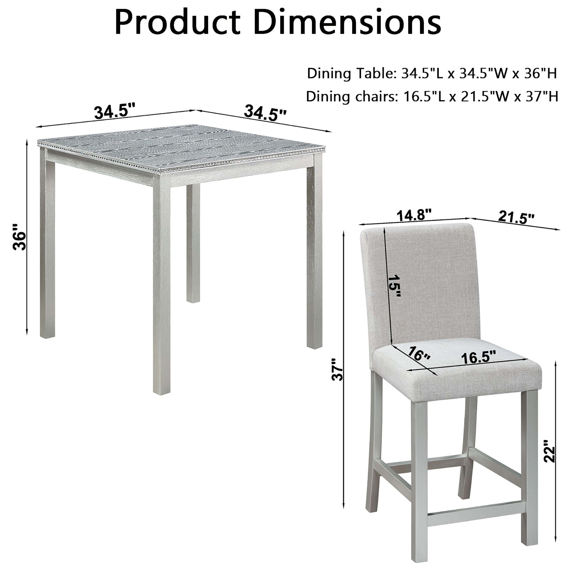 5 Piece Counter Height Table Set, Square Table And 4 Upholstered Chairs - Best Buy Furniture