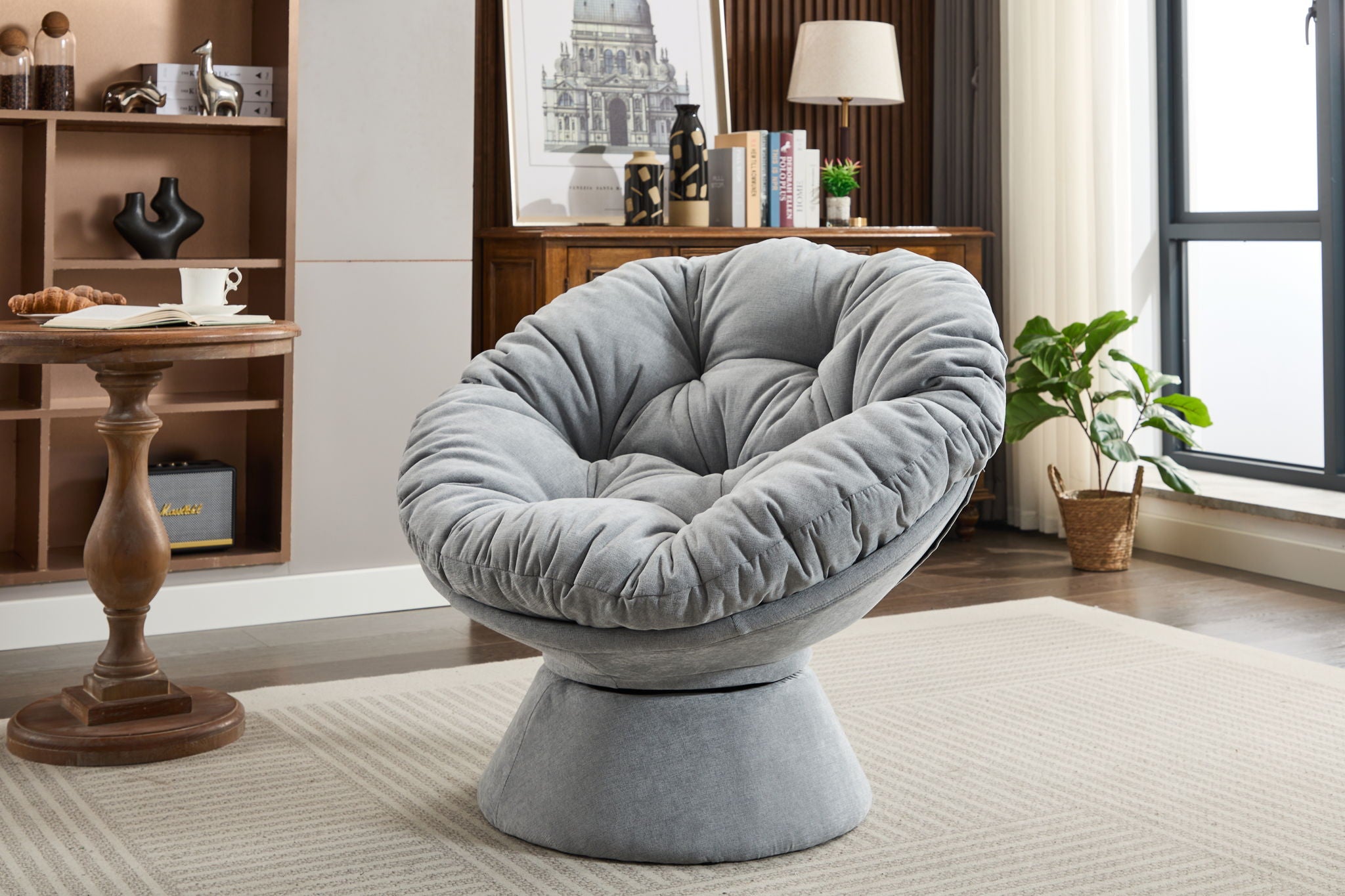 Oversized Swivel Accent Chair, 360 Swivel Barrel Chair, Papasan Chair For Living Room Bedroom - Best Buy Furniture