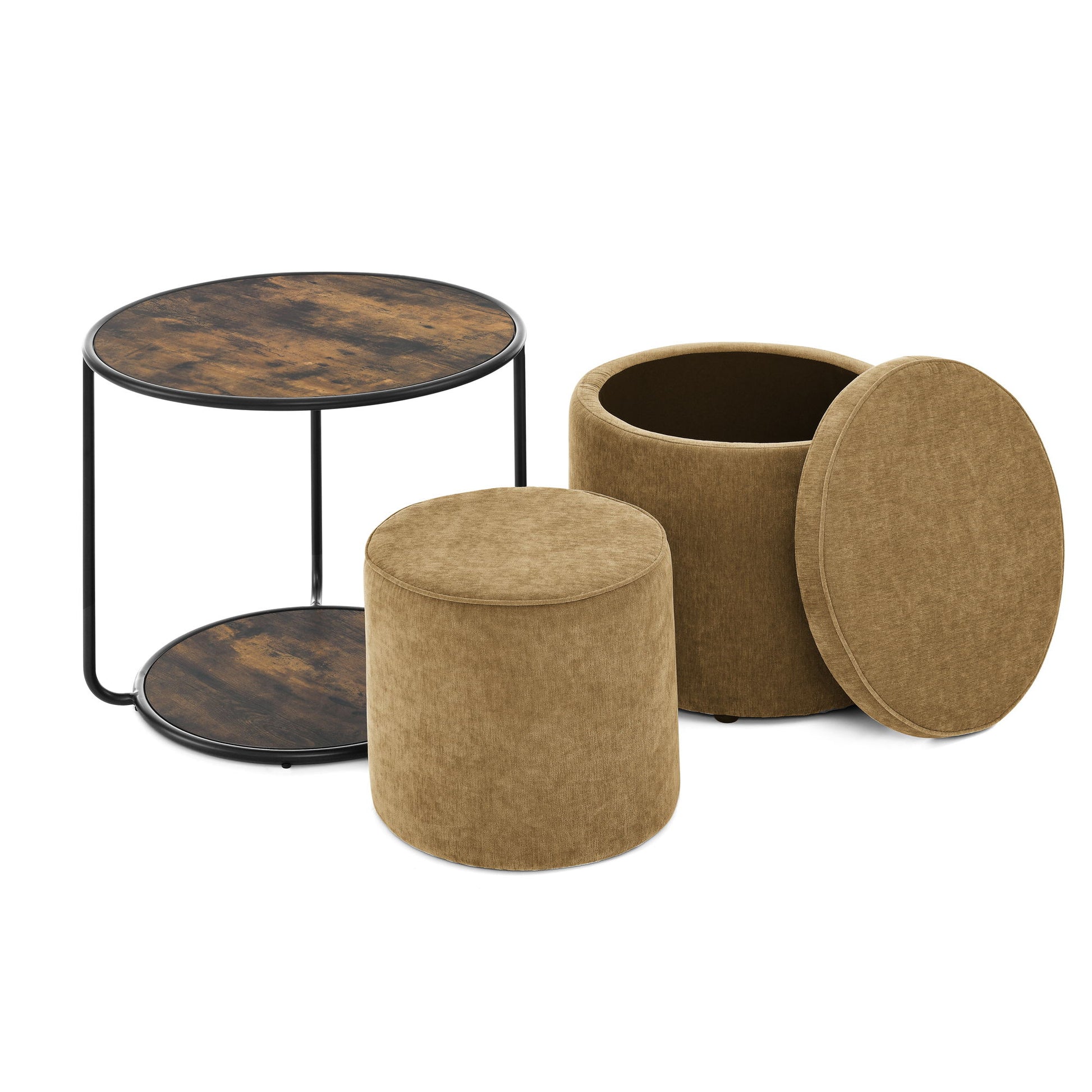Multi Functional Ottoman And Table Set With Drum Stool - Best Buy Furniture