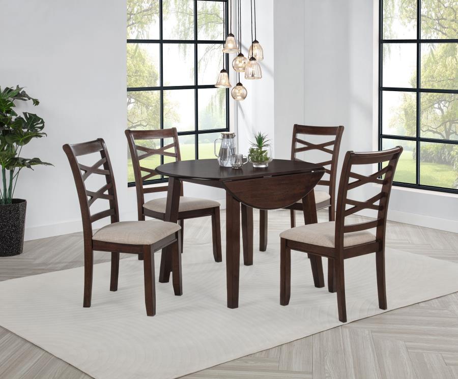 Barton - 5 Piece Round Wood Dining Table Set - Dark Brown - Best Buy Furniture