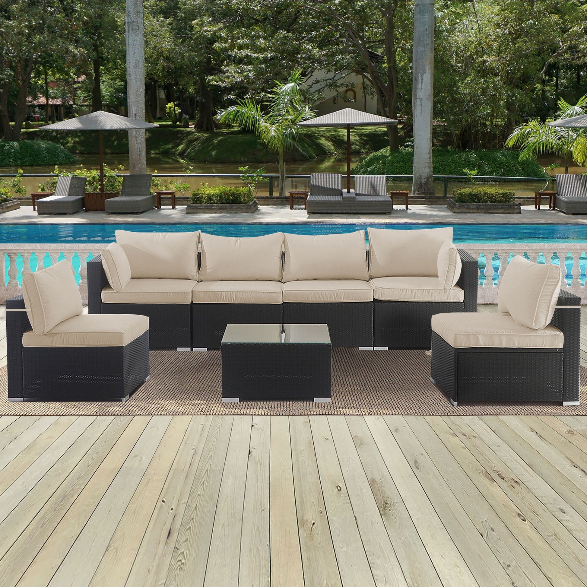 Cushion Covers For 7 Piece Wicker Sectional Sofa, 14 Pack Seat And Back Slipcovers With Zipper - Best Buy Furniture