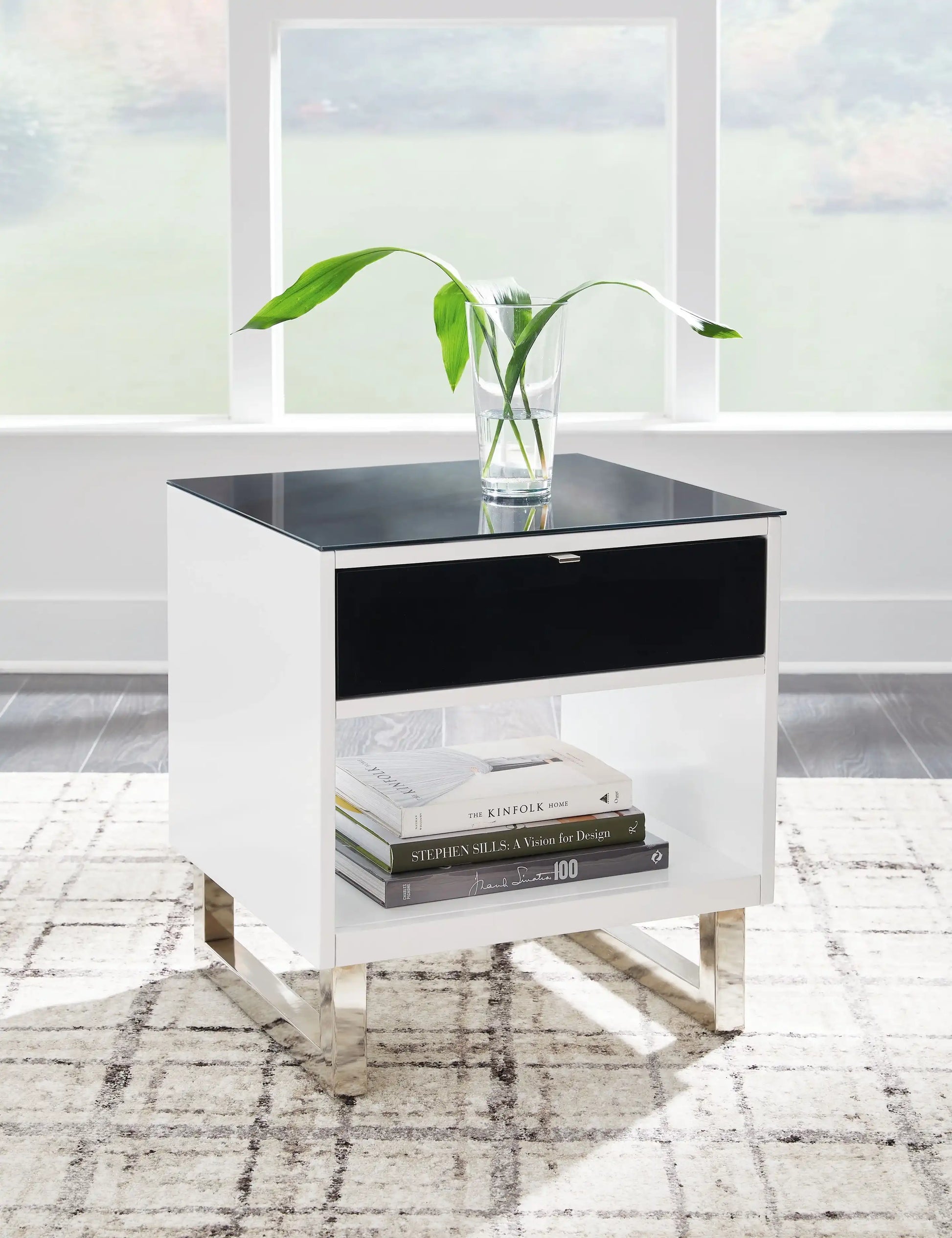 Gardoni - Rectangular End Table - White / Black - Best Buy Furniture