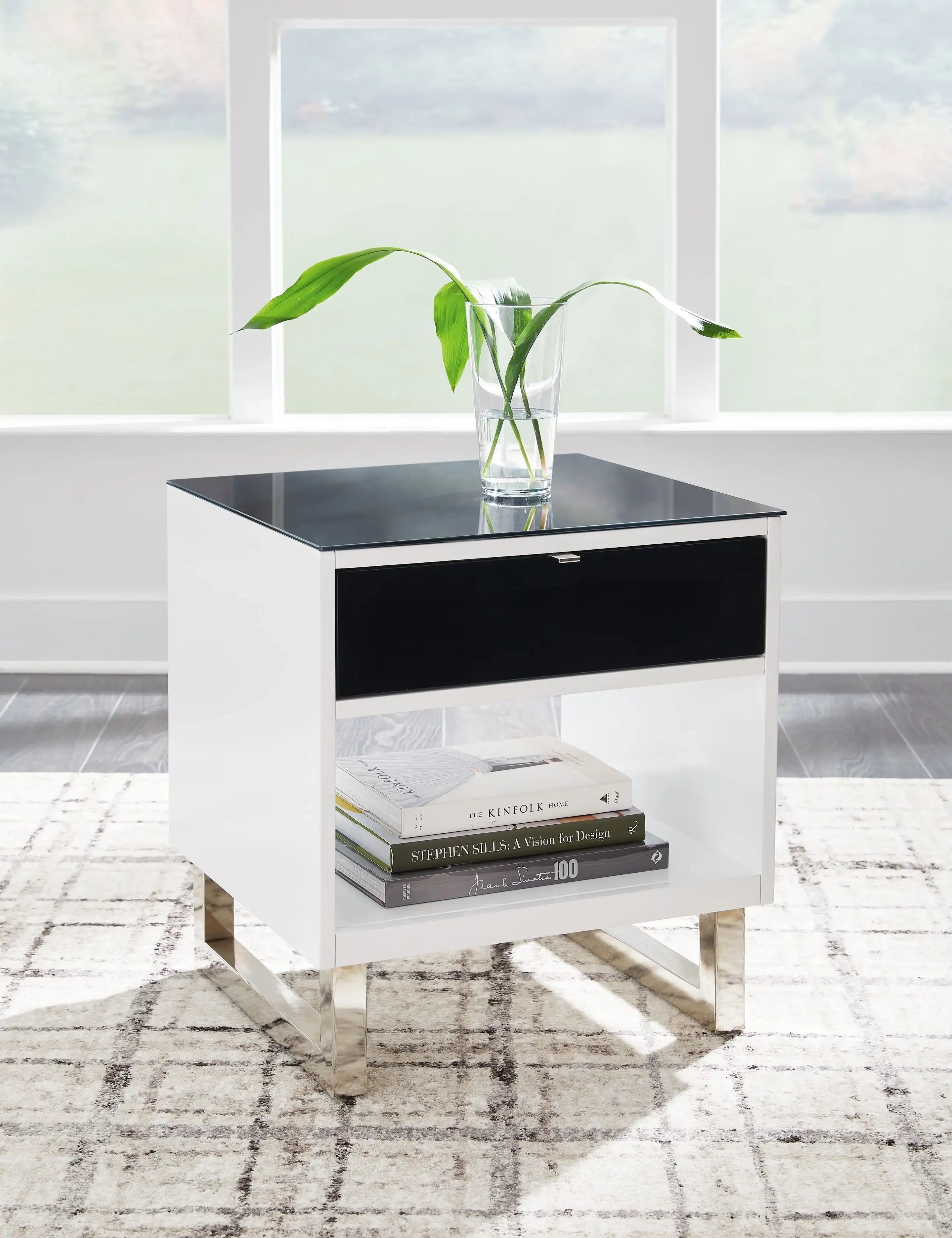 Gardoni - Rectangular End Table - White / Black - Best Buy Furniture