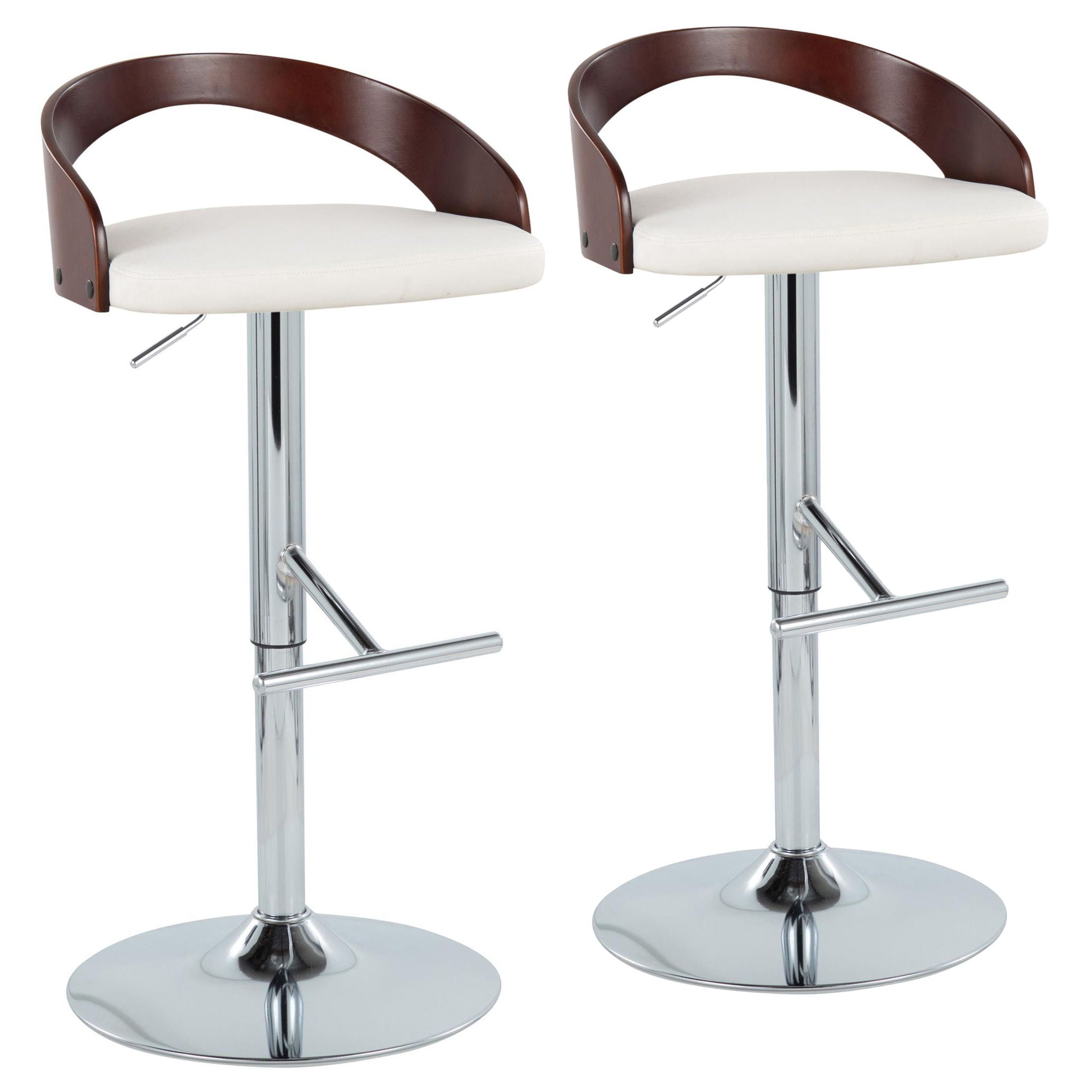 Grotto - Contemporary Adjustable Height Barstool With Swivel With Straight T Footrest (Set of 2) - Best Buy Furniture