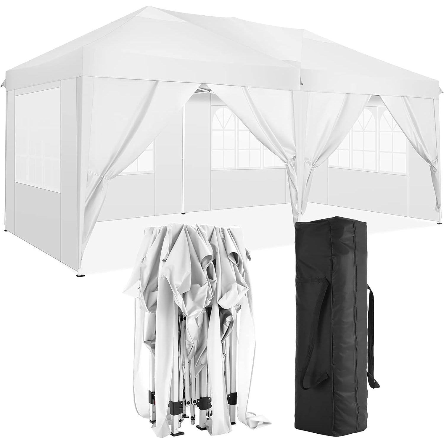 10'X20' Folding Canopy With 6 Removable Sidewalls Outdoor Event Shelter UPF 50+ Gazebo Portable Tents For Parties Beach Camping Wedding Ez Pop Up Canopy - Best Buy Furniture