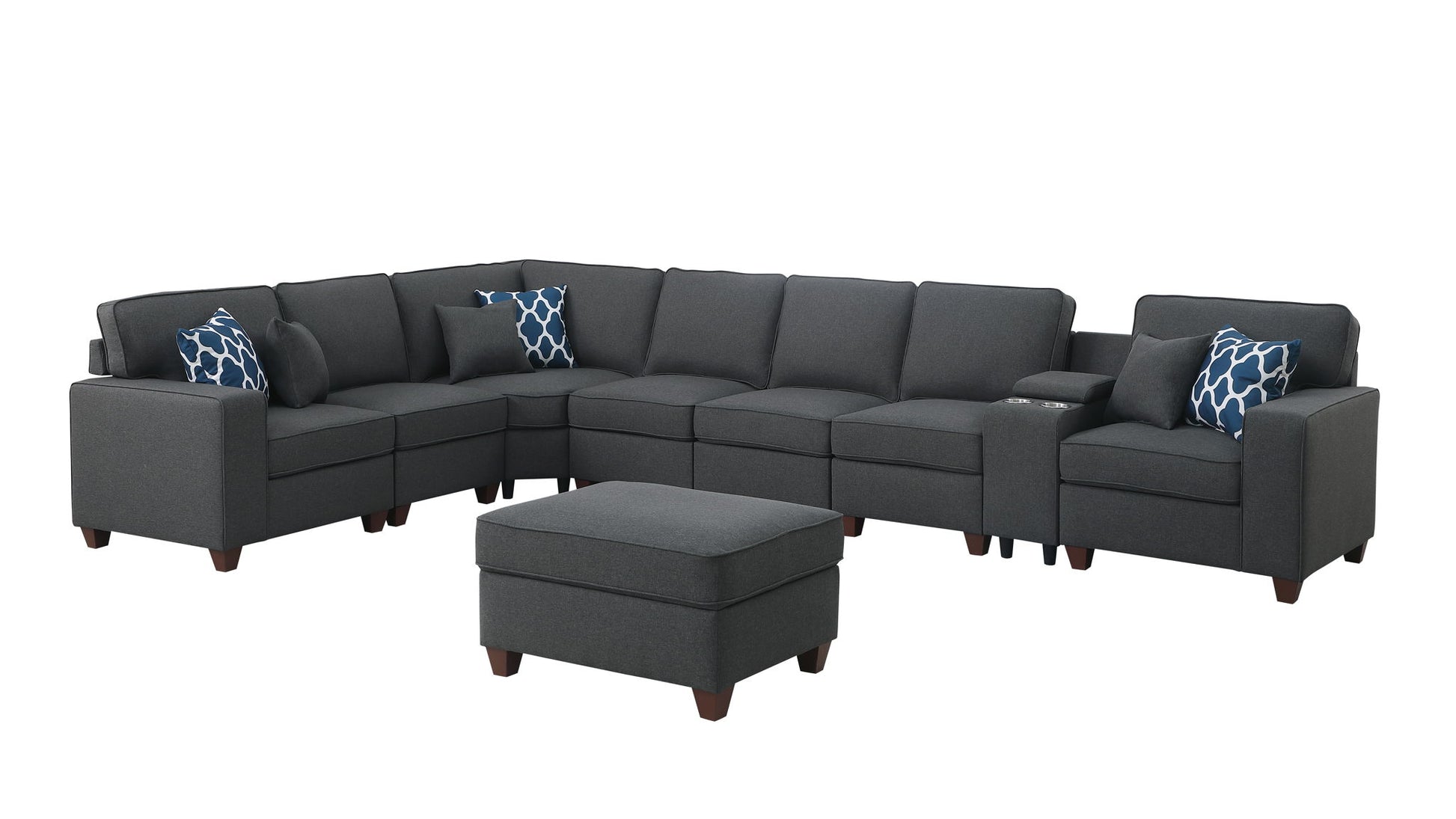 Hannah - Sectional Sofa With Ottoman - Dark Gray - Best Buy Furniture