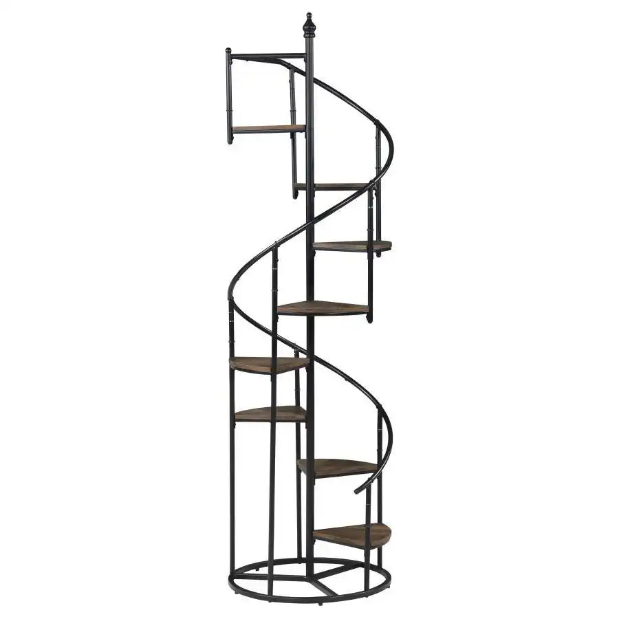 Roseglen - 8-Shelf Staircase Bookshelf - Rustic Brown - Best Buy Furniture