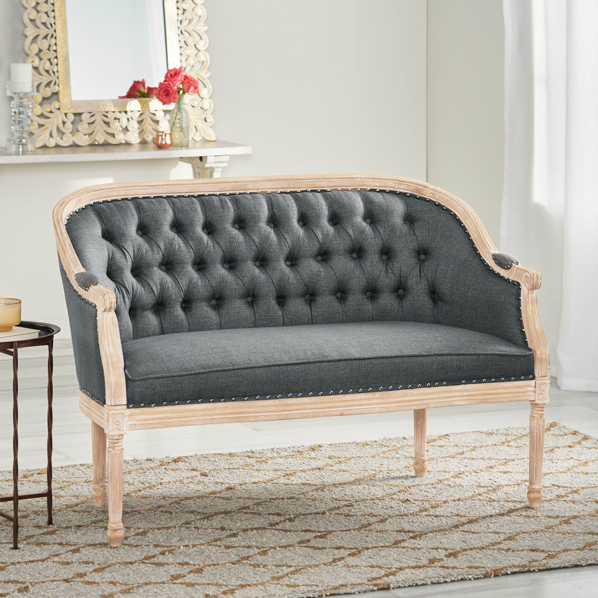 French Country Chesterfield Style Tufted Loveseat - Best Buy Furniture