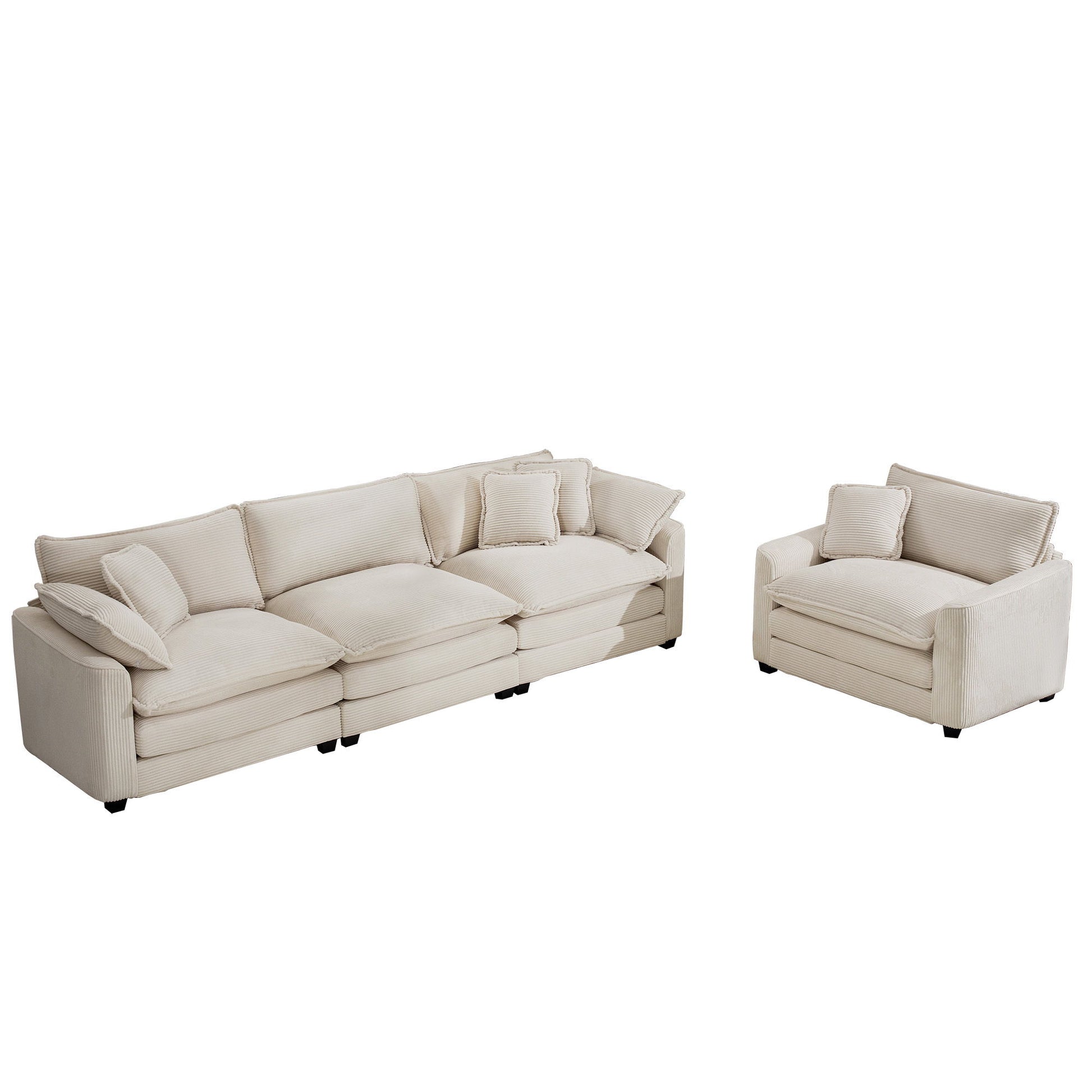 Elegant Corduroy Oversized Sectional Sofa Set With Deep Seats And Flexible Layout - Best Buy Furniture