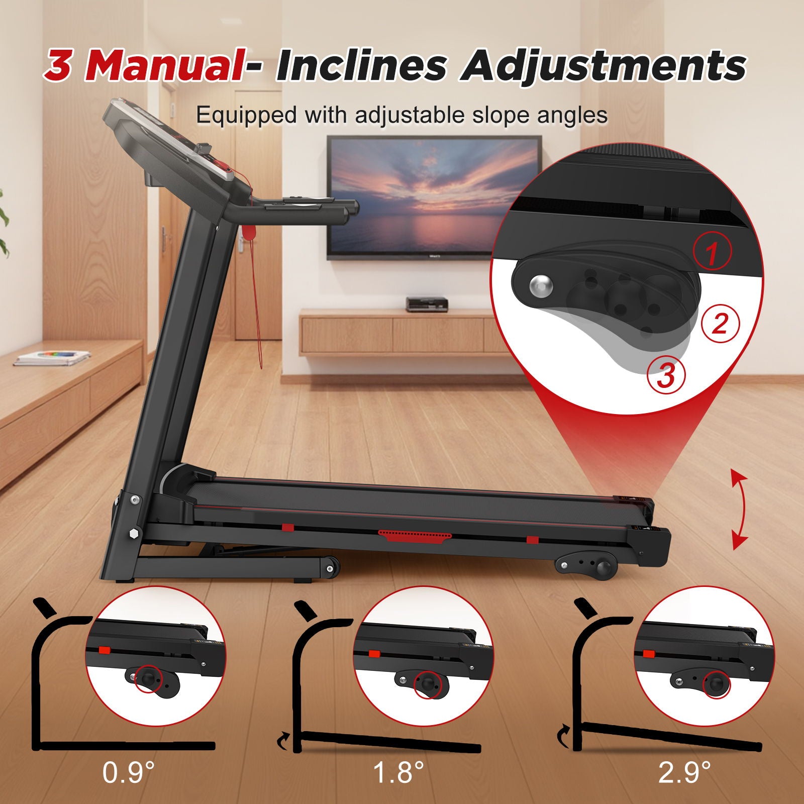 Folding Treadmills For Home - 3.5Hp Portable Foldable With Incline, Electric Treadmill For Running Walking Jogging Exercise With 12 Preset Programs, Indoor Workout Training Space Save Apartment, App - Black - Best Buy Furniture