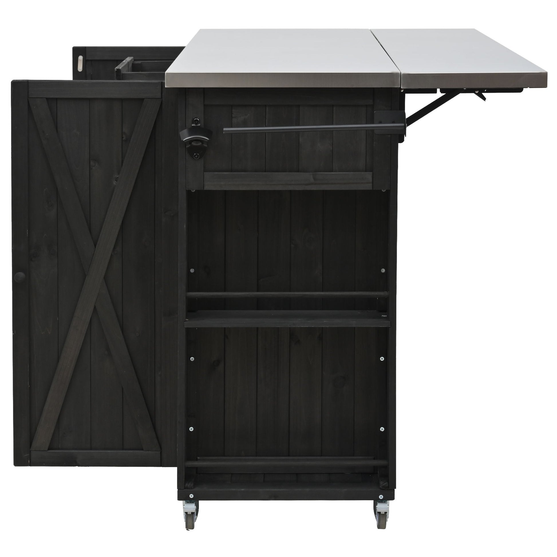 Outdoor Kitchen Island With Stainless Steel Top, Ample Storage Space, Towel And Spice Racks And A Bottle Opener - Best Buy Furniture