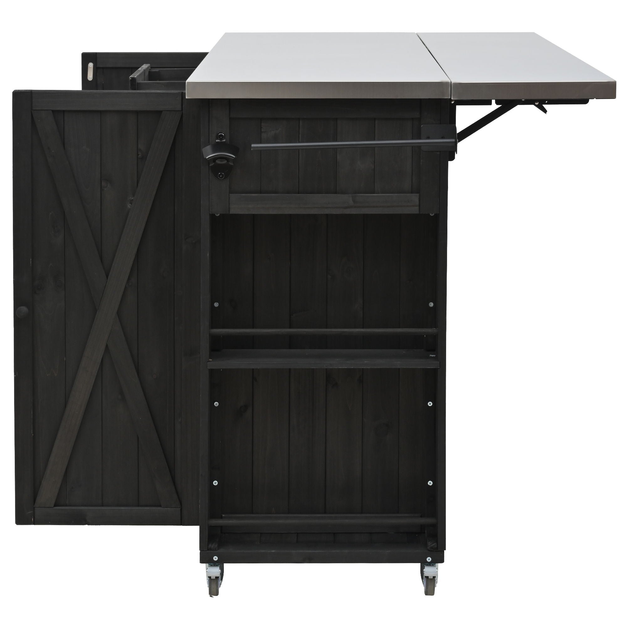 Outdoor Kitchen Island With Stainless Steel Top, Ample Storage Space, Towel And Spice Racks And A Bottle Opener - Best Buy Furniture