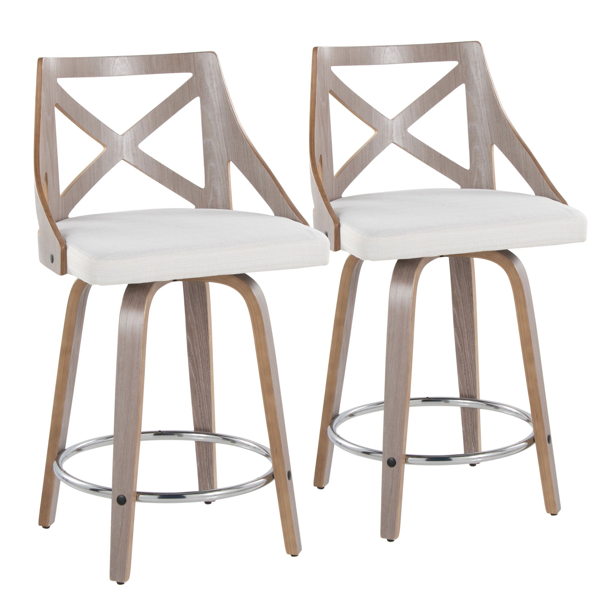 Charlotte - Farmhouse Fixed Height Counter Stool & Swivel With Round Footrest (Set of 2) - Best Buy Furniture
